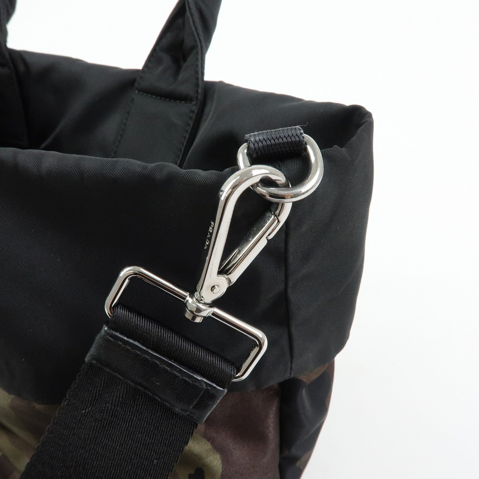 PRADA Triangle Logo Reversible 2Way Bag Hand Shoulder Bag Khaki BN1959