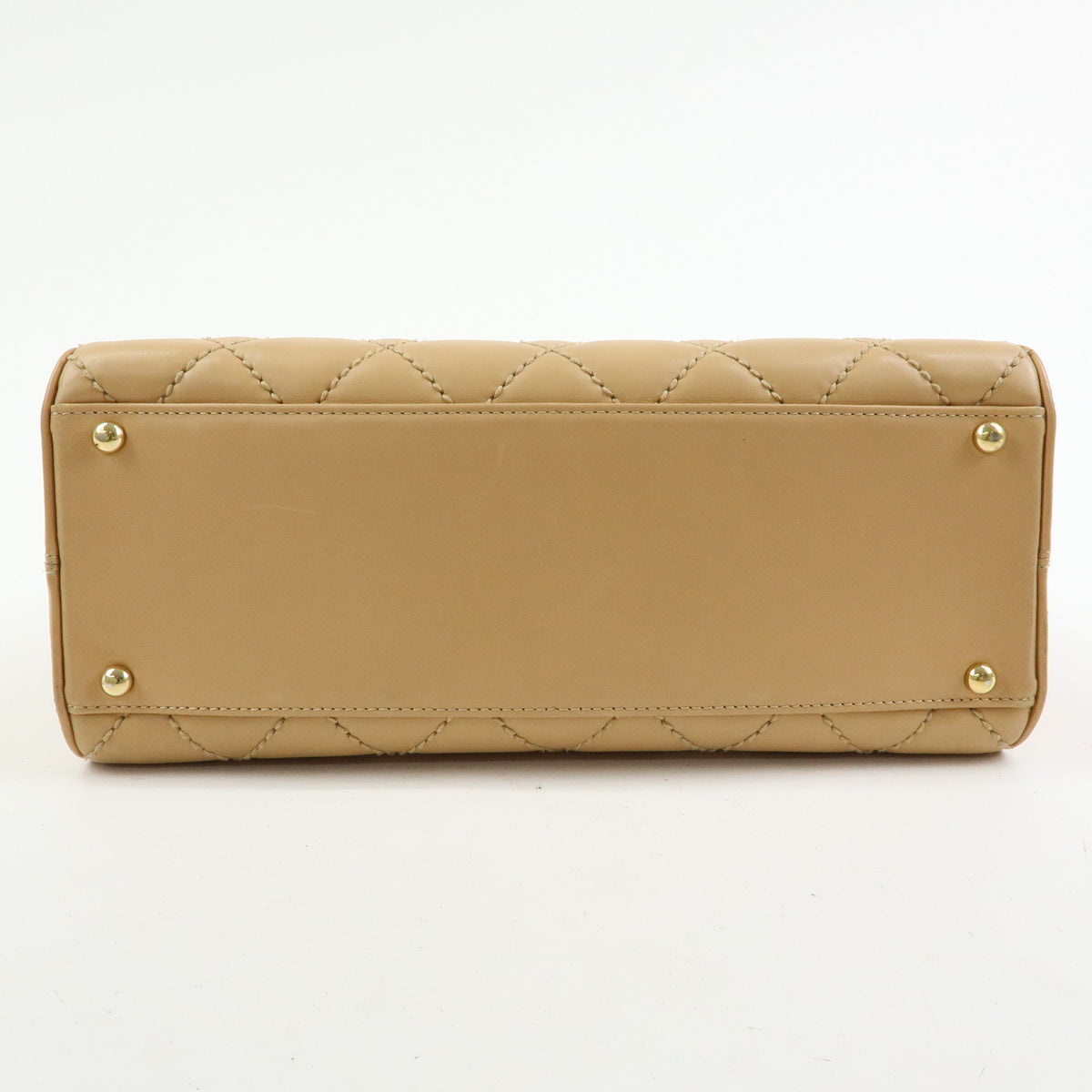 CHANEL Wild Stitch COCO Mark Leather Hand Bag Tote Bag Beige A14693