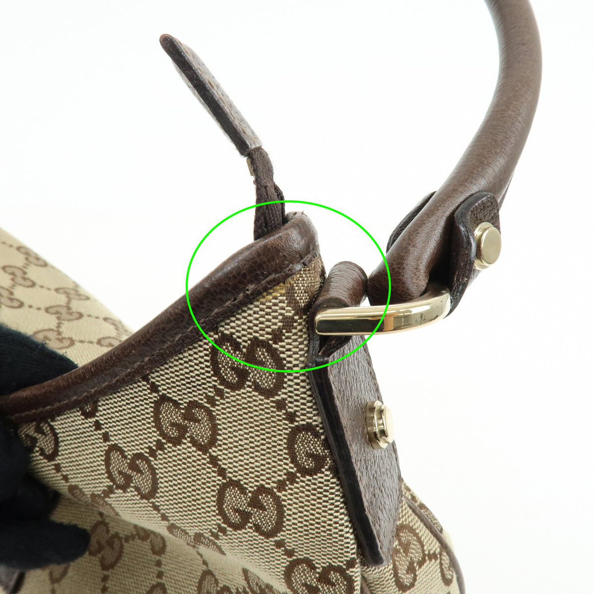 GUCCI Abbey GG Canvas Leather Shoulder Bag Hand Bag Beige Brown 130738