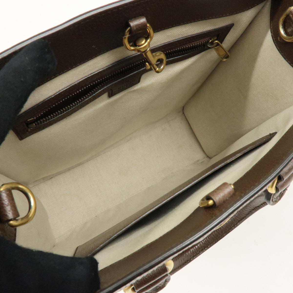 GUCCI Sherry Ophidia GG Supreme Leather 2Way Shoulder Bag Brown 724685