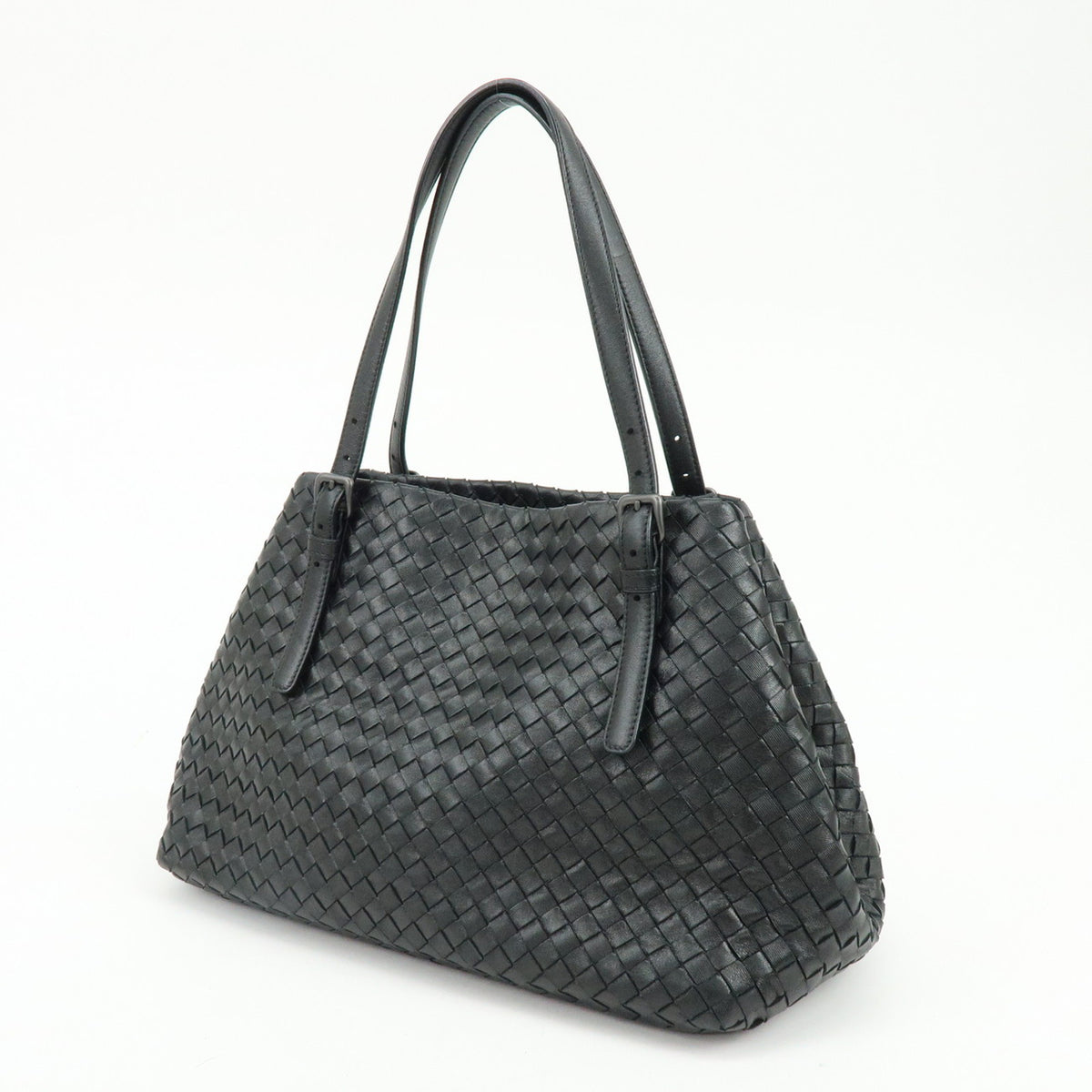 BOTTEGA VENETA Intrecciato Chester Leather Shoulder Bag Tote Bag Black