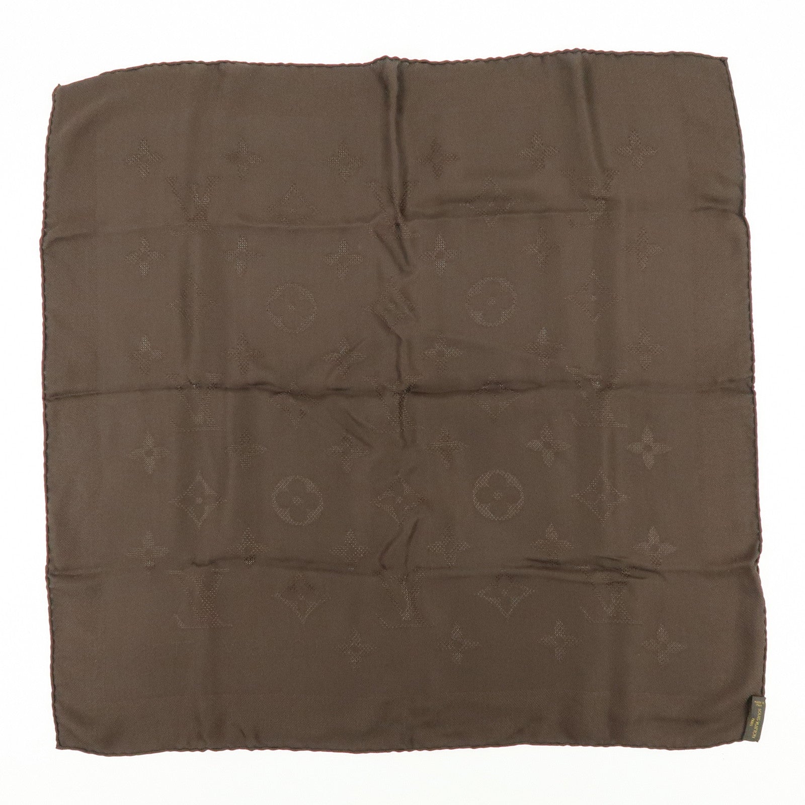 Louis Vuitton Monogram Silk 100% Scarf Dark Brown 68×68