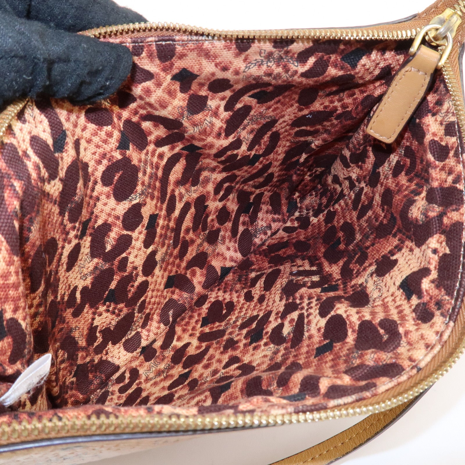 MCM Visetos Leather Shoulder Bag Clutch Bag Hand Bag Brown Used