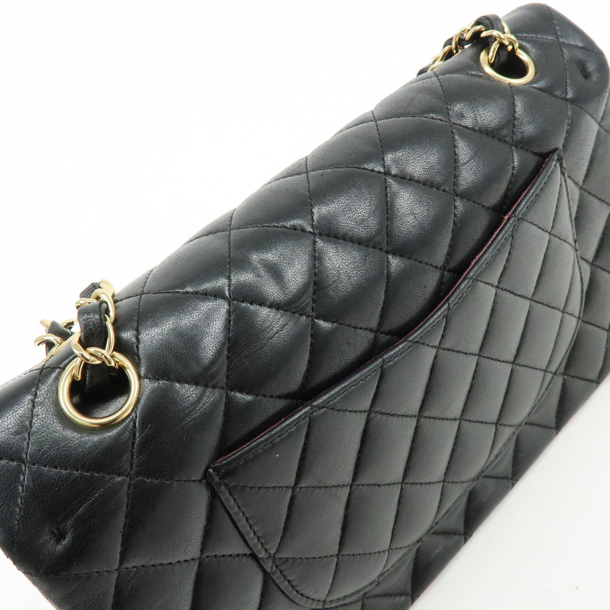CHANEL Matelasse 25 Double Flap Lamb Skin Chain Shoulder Bag A01112