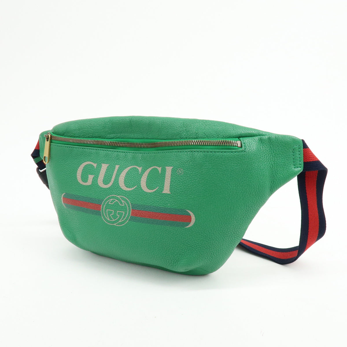 GUCCI Sherry Vintage Logo Leather Waist Bag Body Bag Green Red 493869