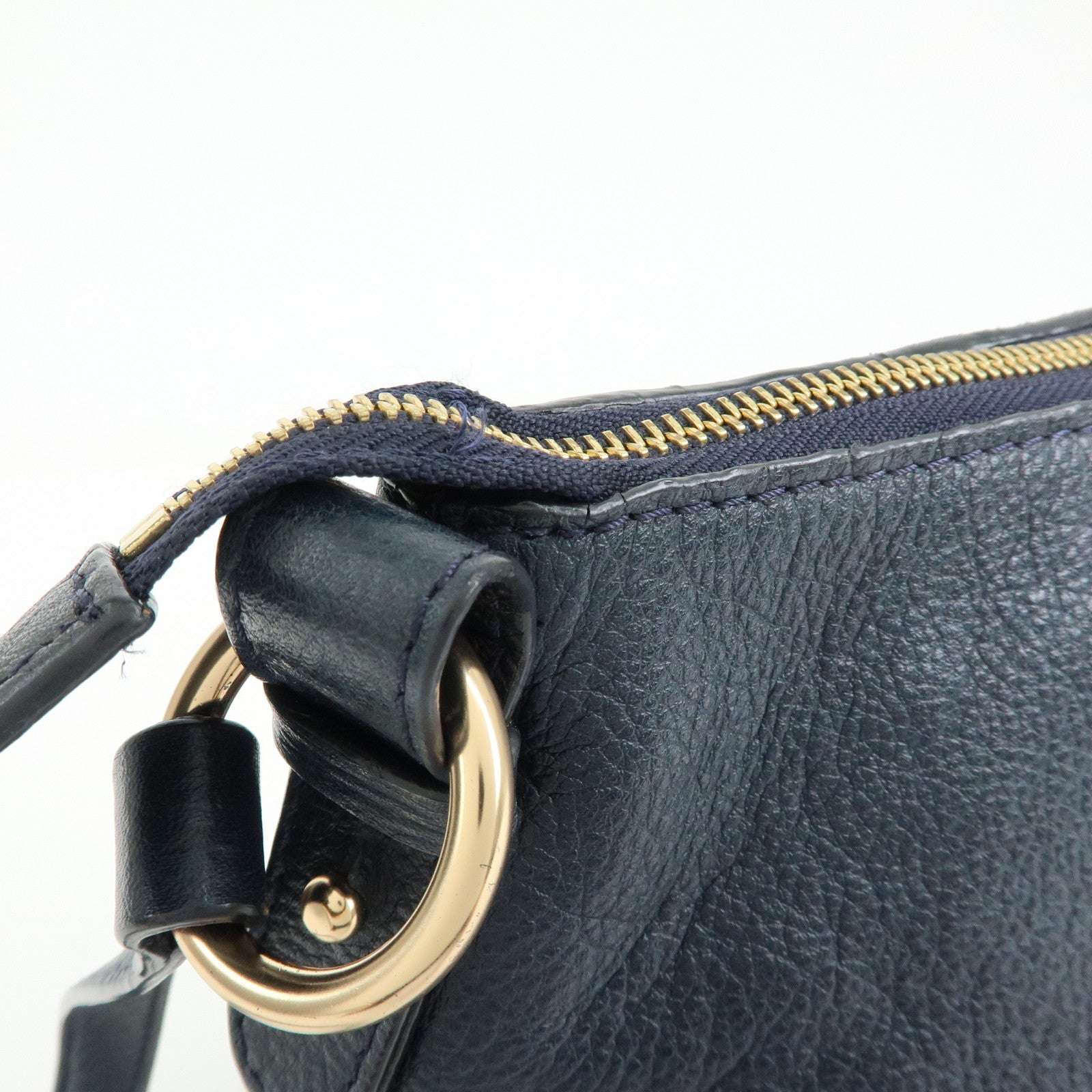 Chloe See by Chloe Joan Leather Suede 2Way Shoulder Bag Dark Navy