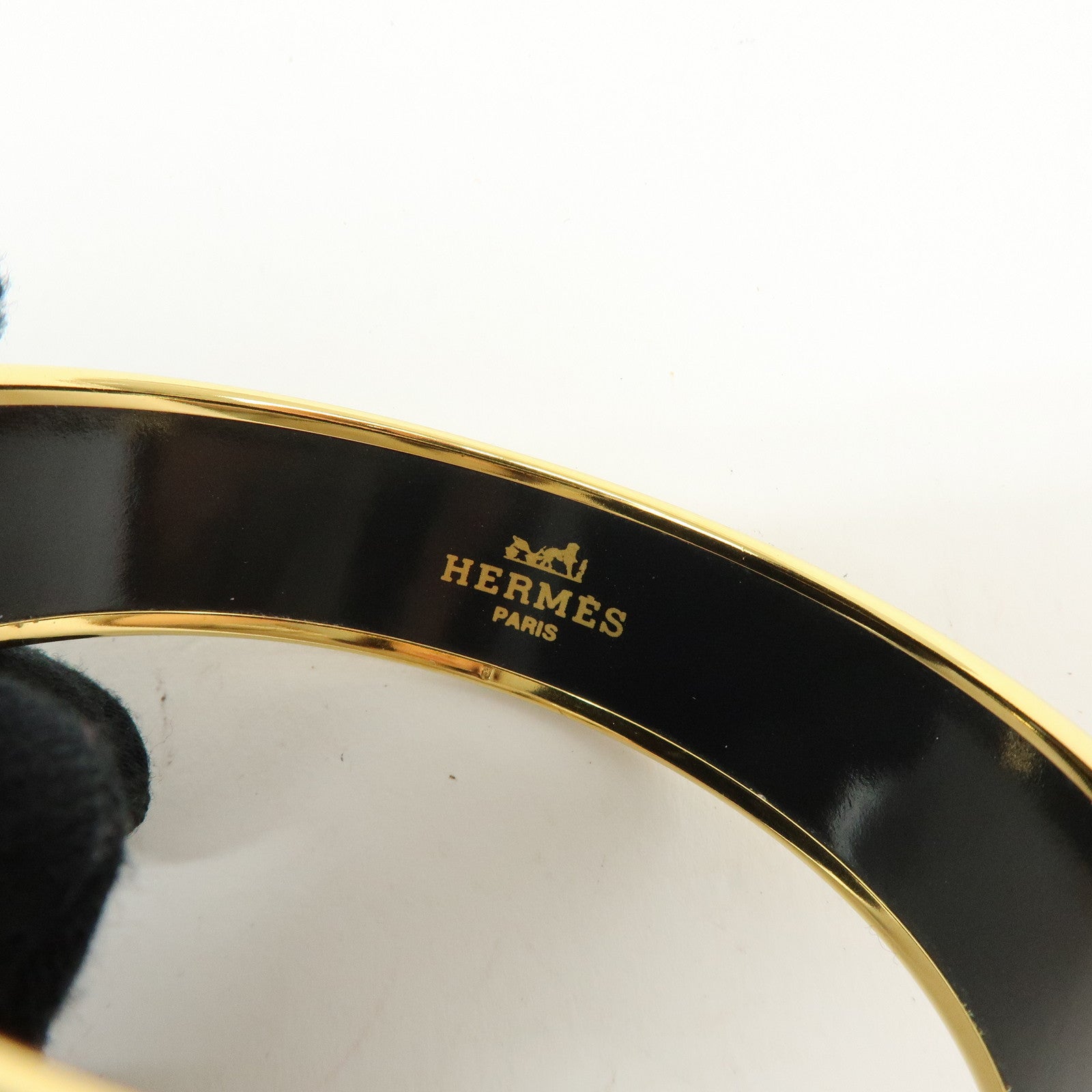 HERMES Email GM Gold Plated Bangle Bracelet Bird White Gold