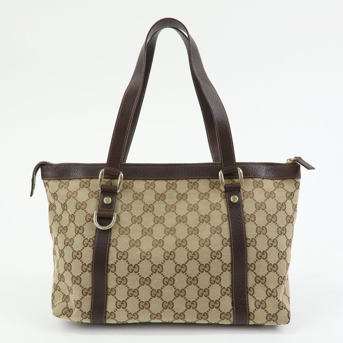 GUCCI Abbey GG Canvas Leather Tote Bag Hand Bag Beige Brown 141470