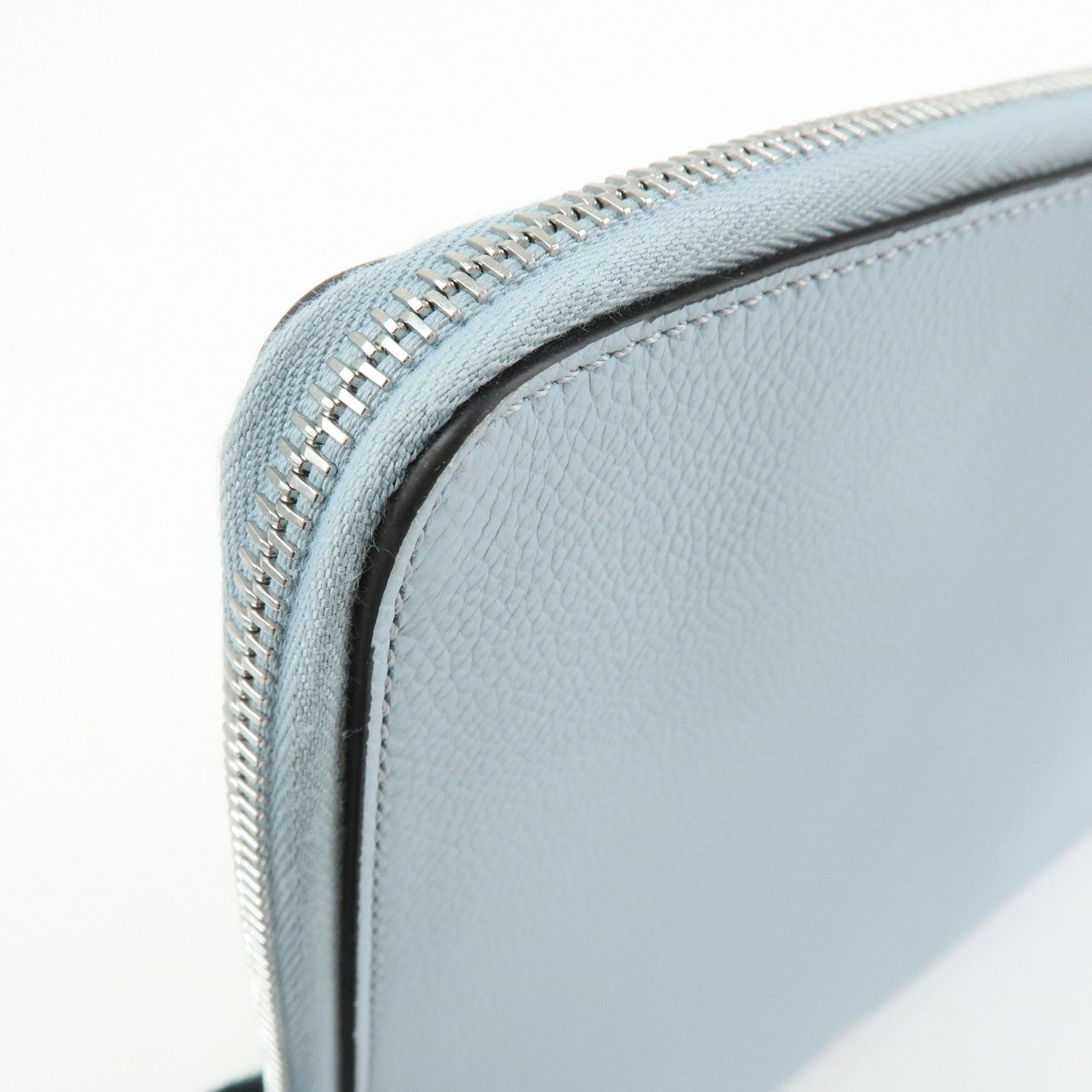 FENDI Leather Clutch Bag Document Case Flat Pouch Light Blue 7N0167