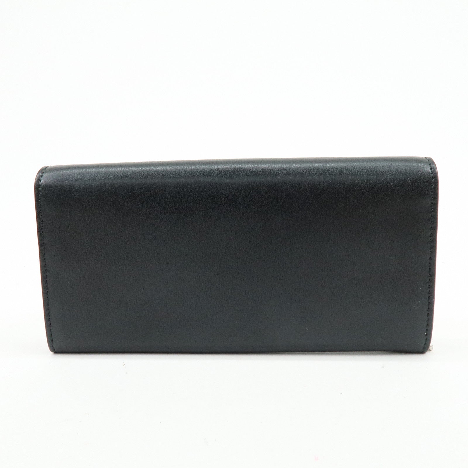 FENDI Leather Studs Chain Shoulder Wallet Long Wallet Black 8M0365