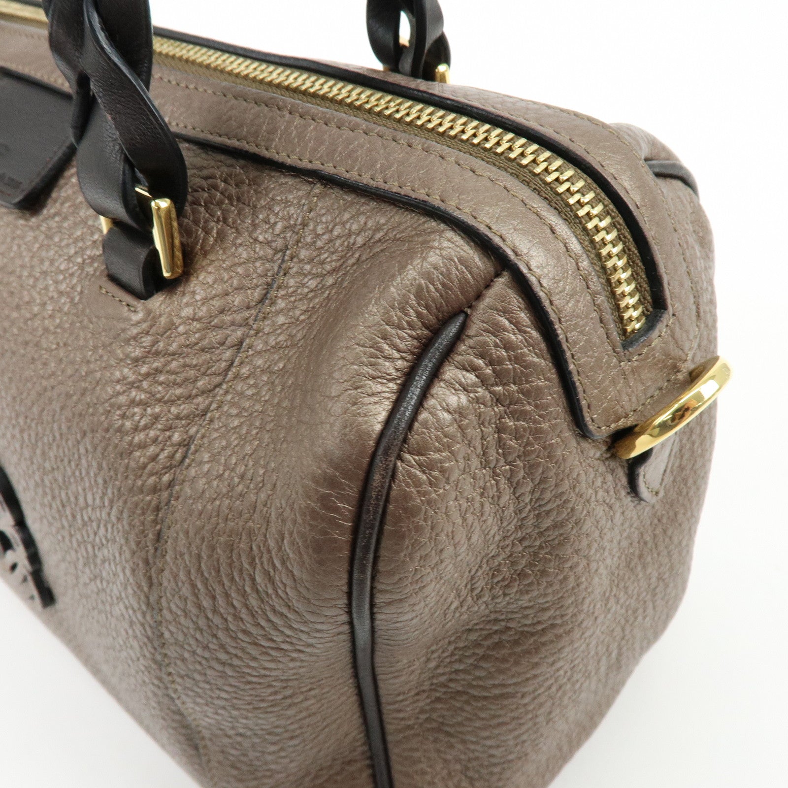 LOEWE Anagram Leather 2Way Bag Hand Bag Boston Bag Bronze