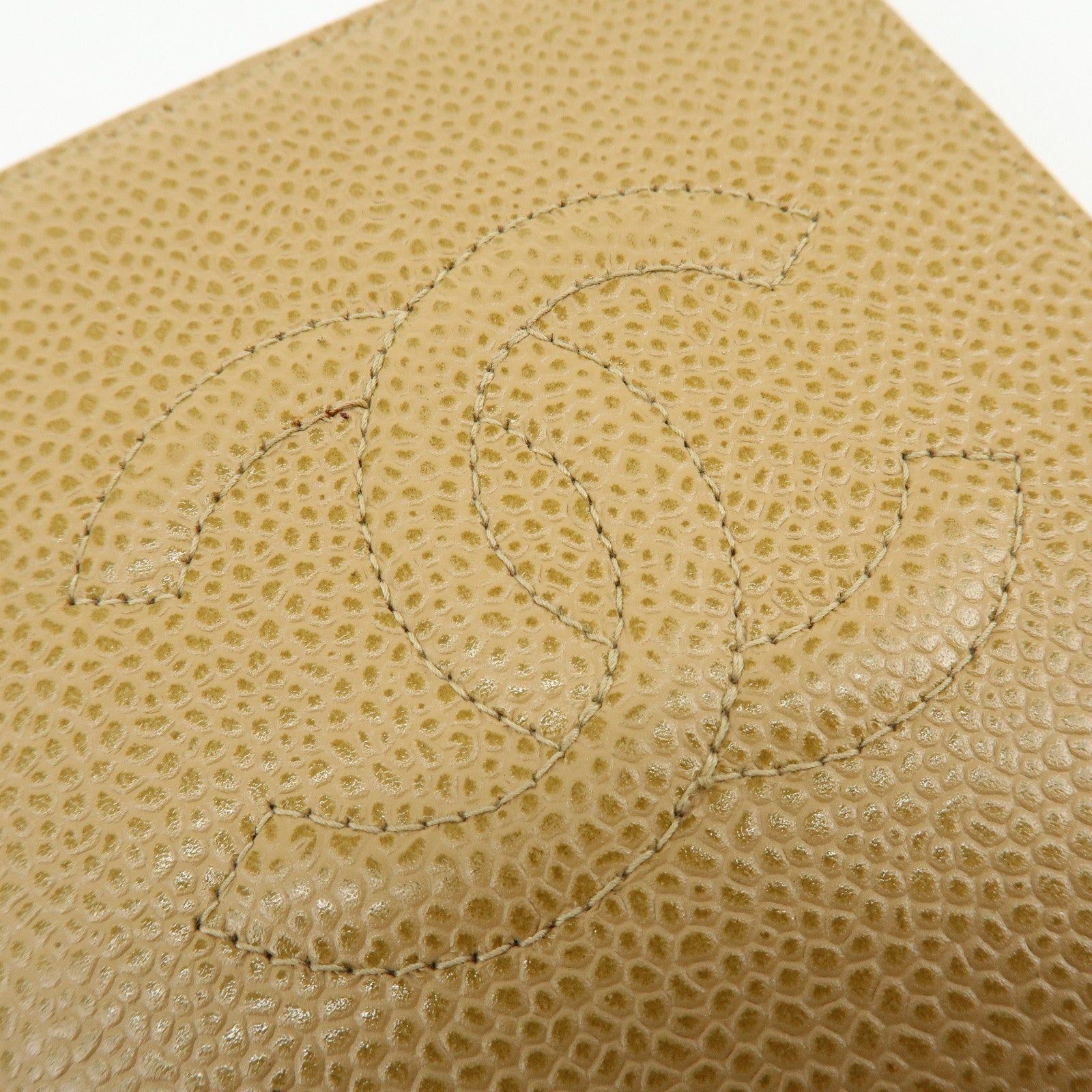 CHANEL COCO Mark Caviarskin Compact Wallet Beige