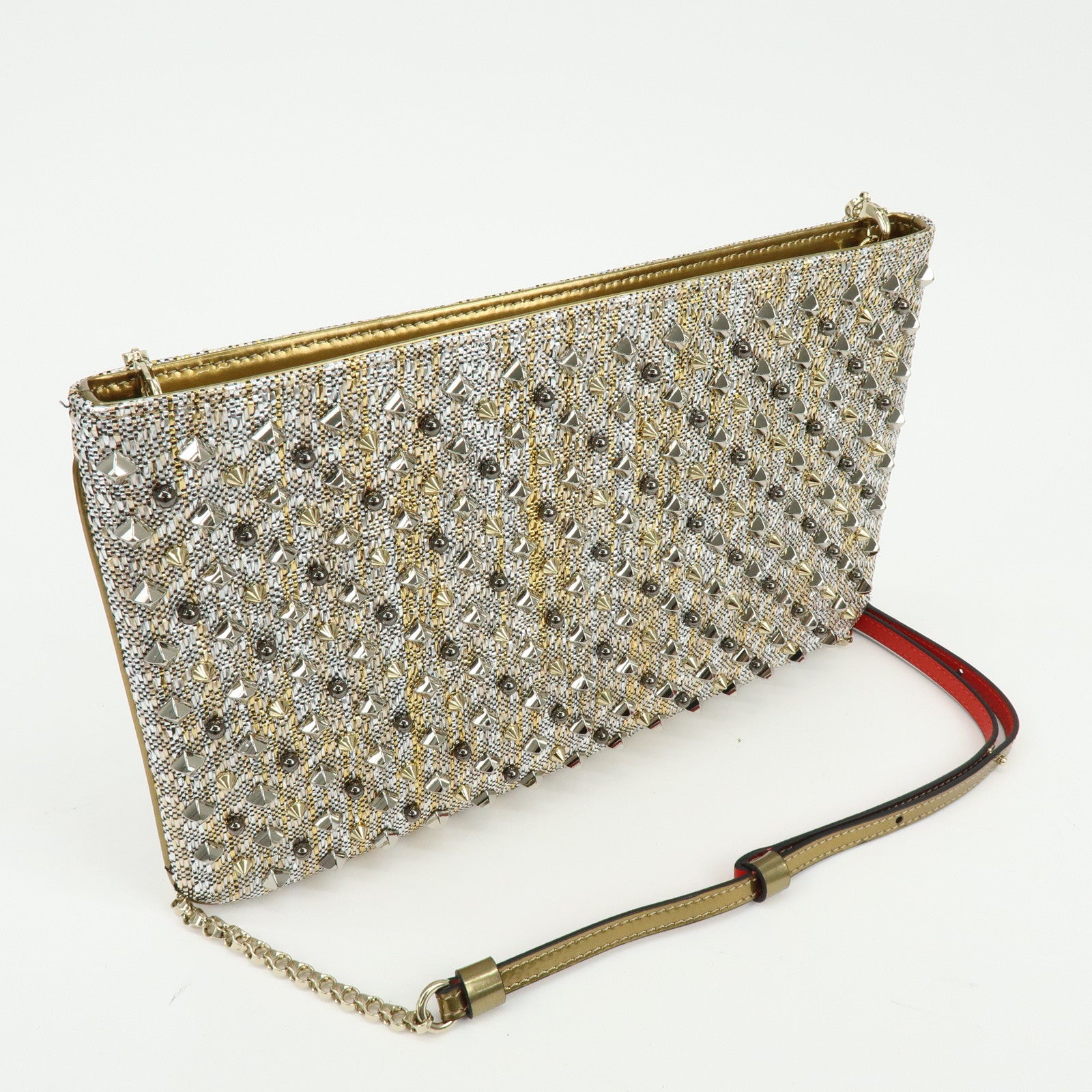 Christian Louboutin Glitter Patent Leather 2Way Bag Shoulder Bag Gold