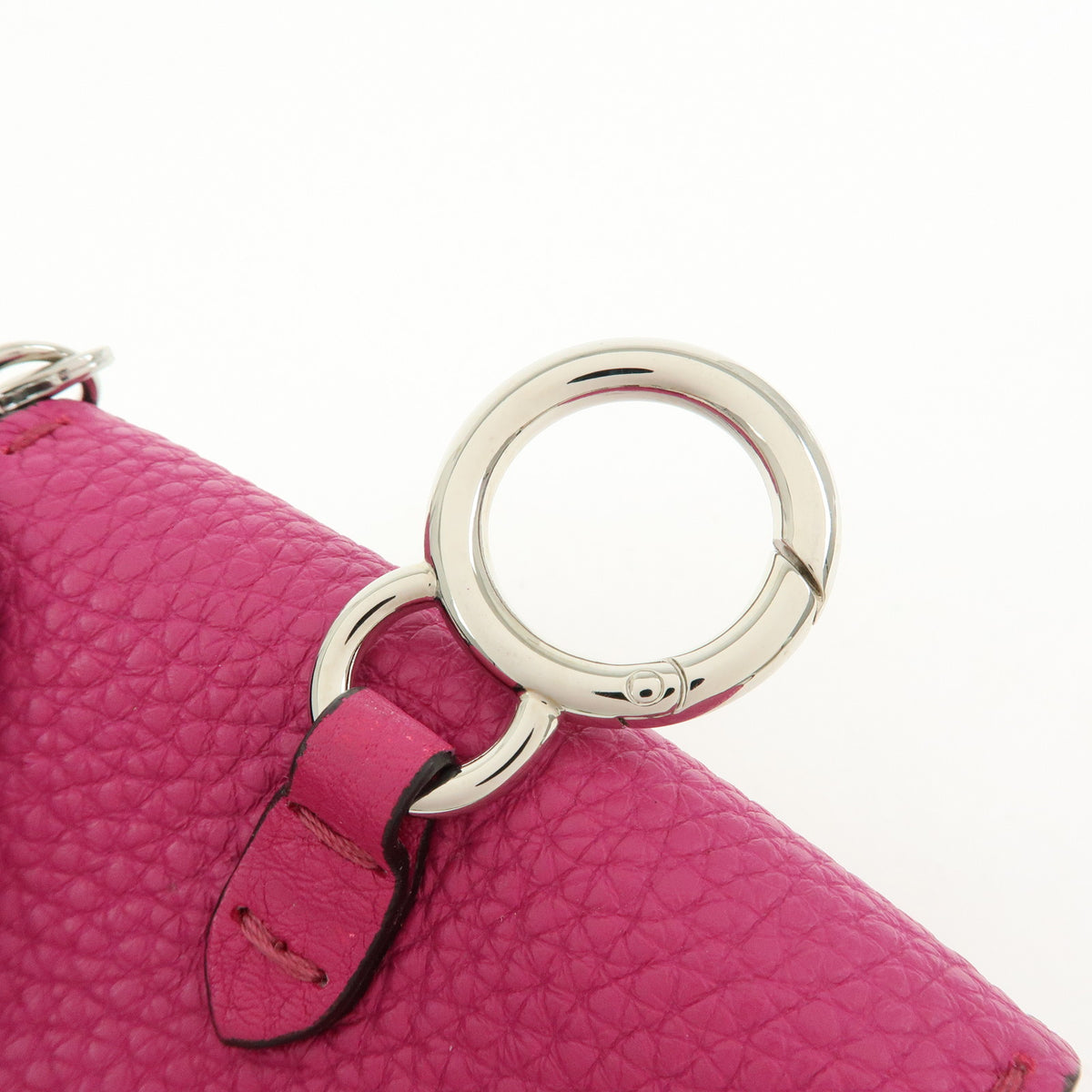 FENDI Nano Baguette Leather Mini Chain Shoulder Bag Charm Pink 7AS045