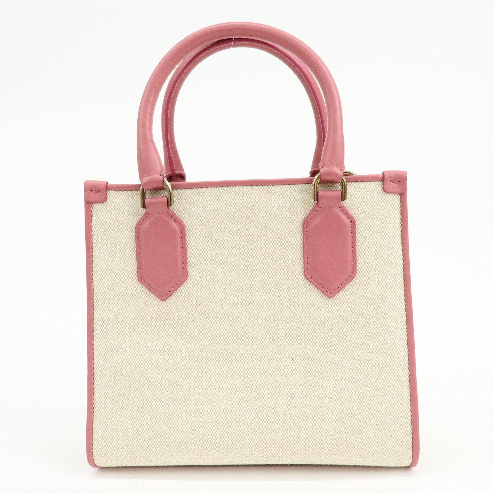 BVLGARI Logo Canvas Leather 2Way Bag Hand Bag Shoulder Bag Pink