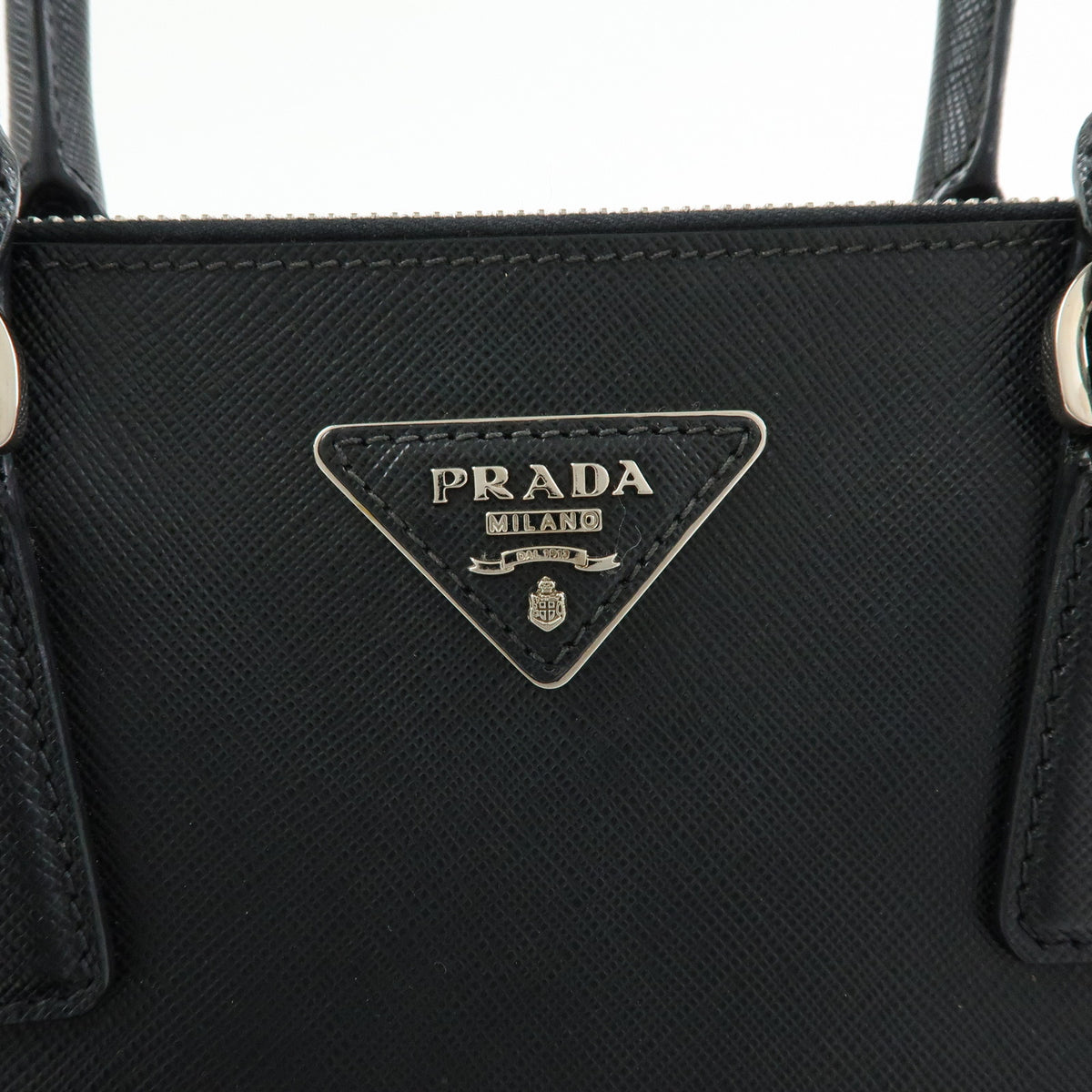 PRADA Galleria Triangle Logo Saffiano Leather 2way Bag Black 1BA801