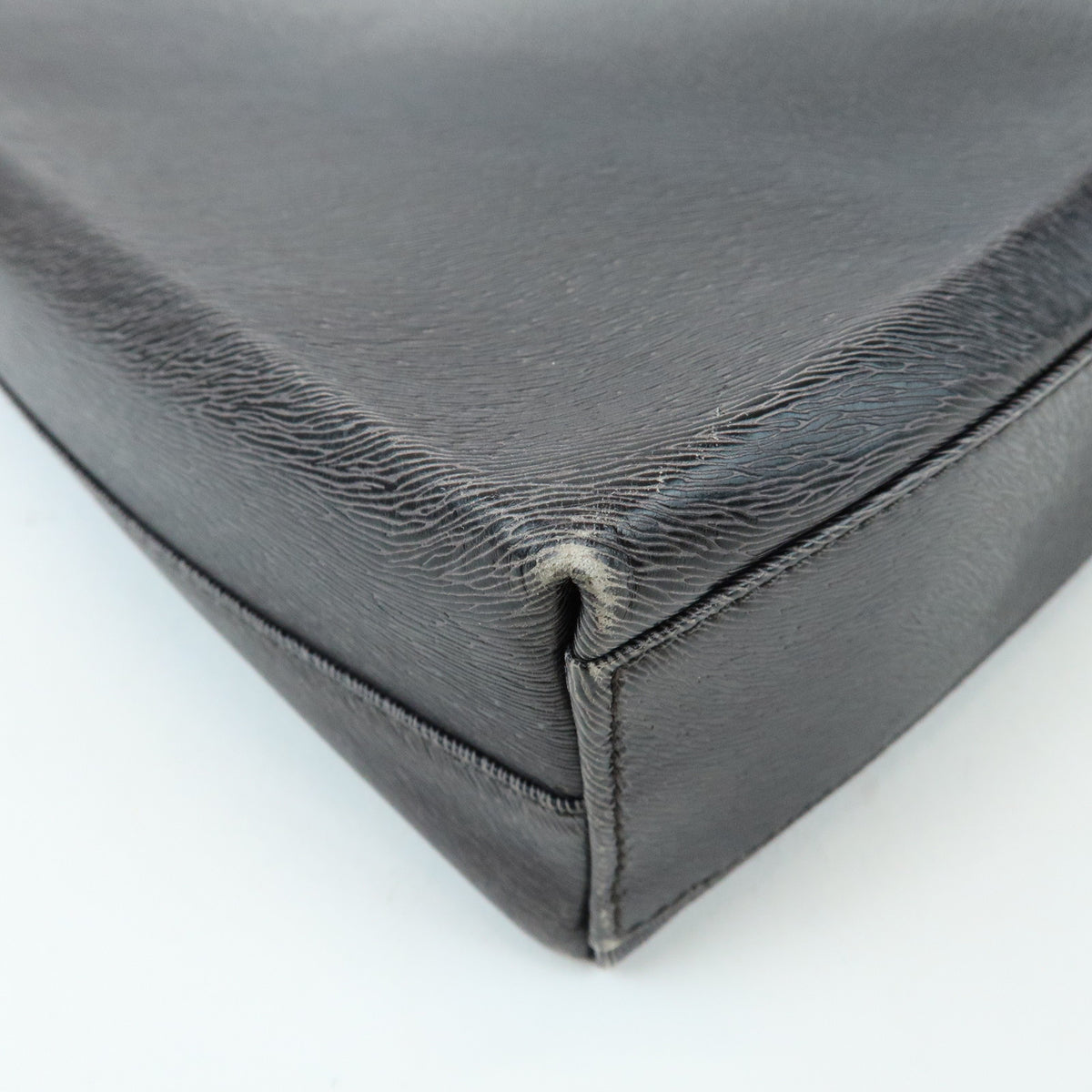 Ferragamo Gancini Leather Shoulder Bag Hand Bag Black Grey