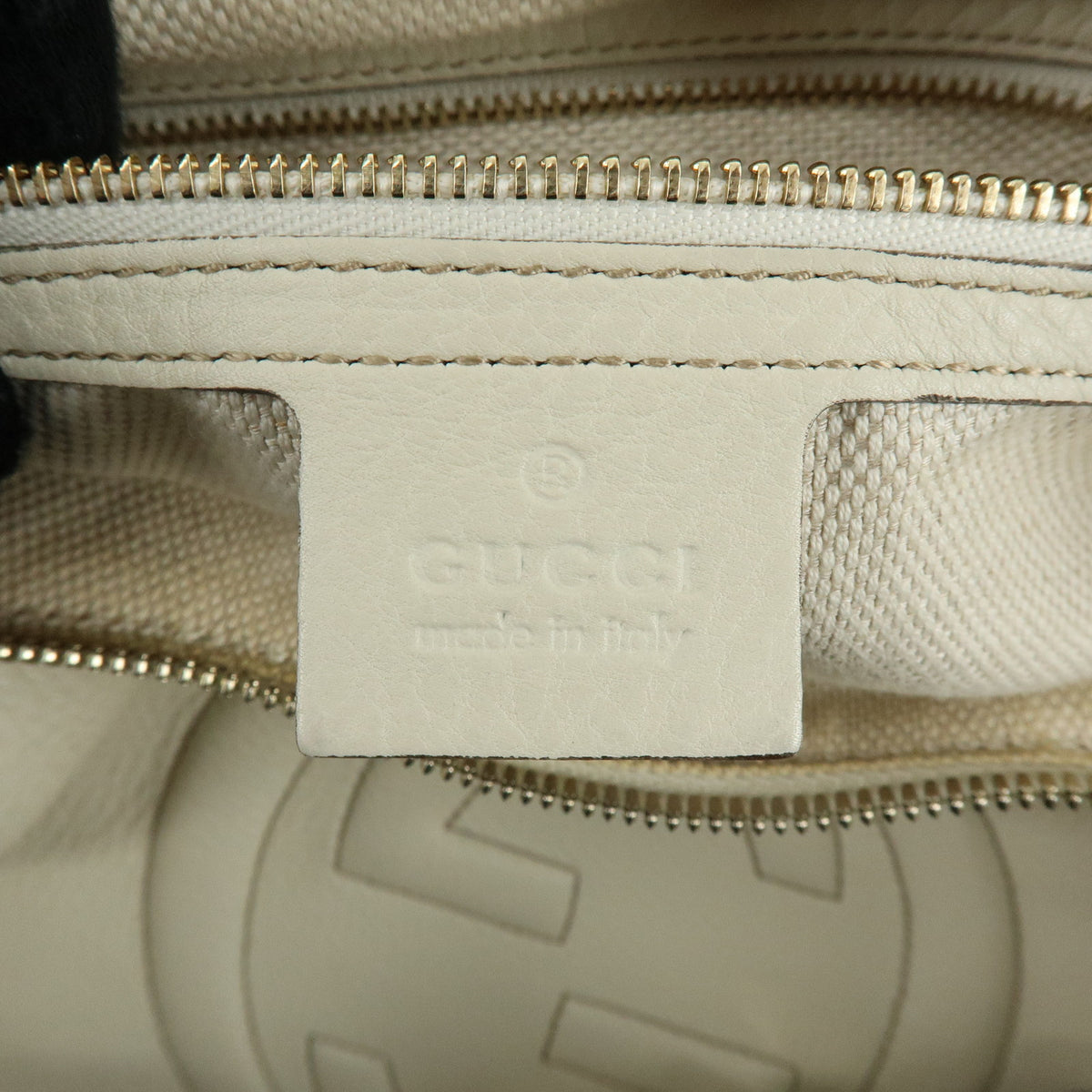 GUCCI SOHO Interlocking G Leahter Shoulder Bag White 282304