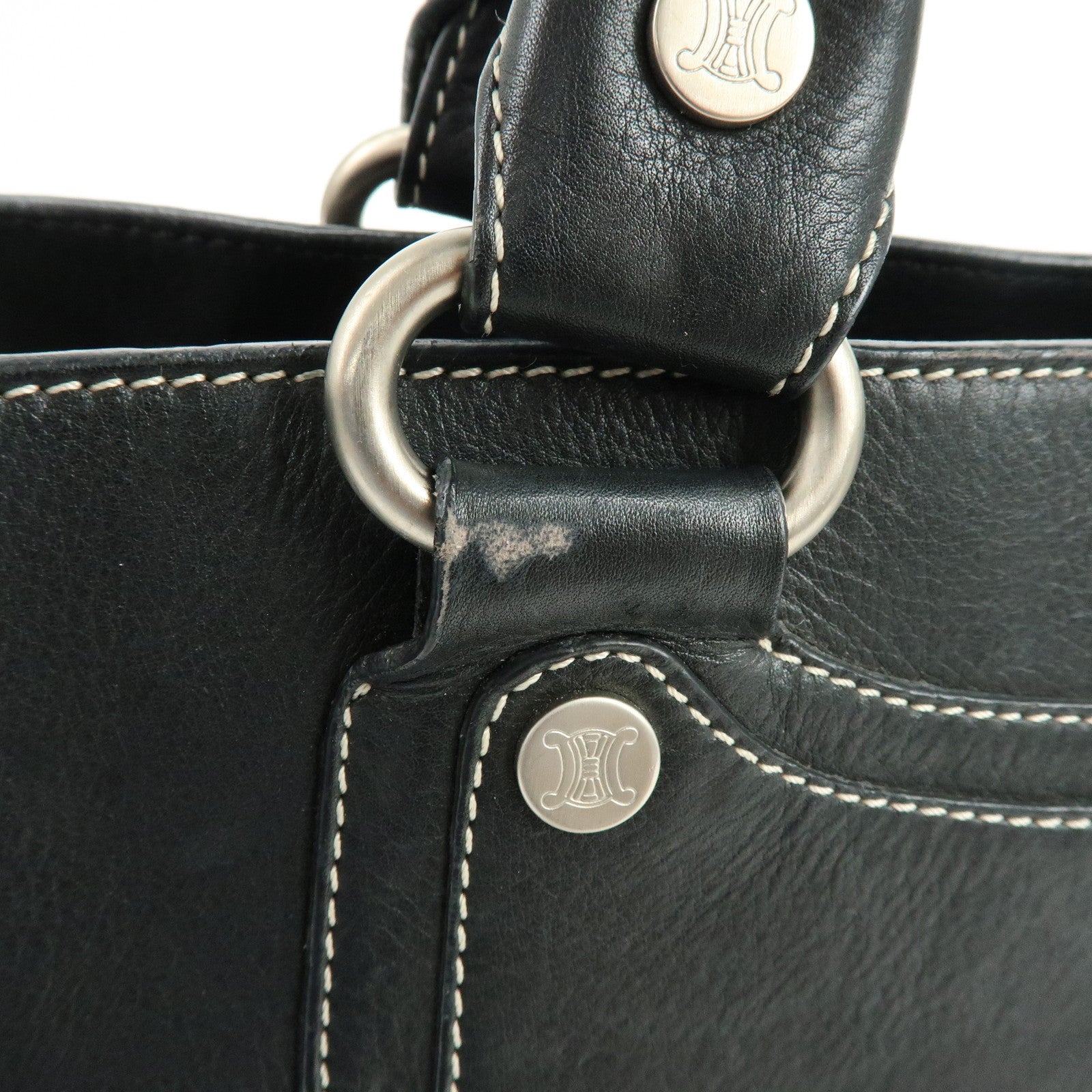 CELINE Macadam Boogie Bag Leather Hand Bag Tote Bag Black