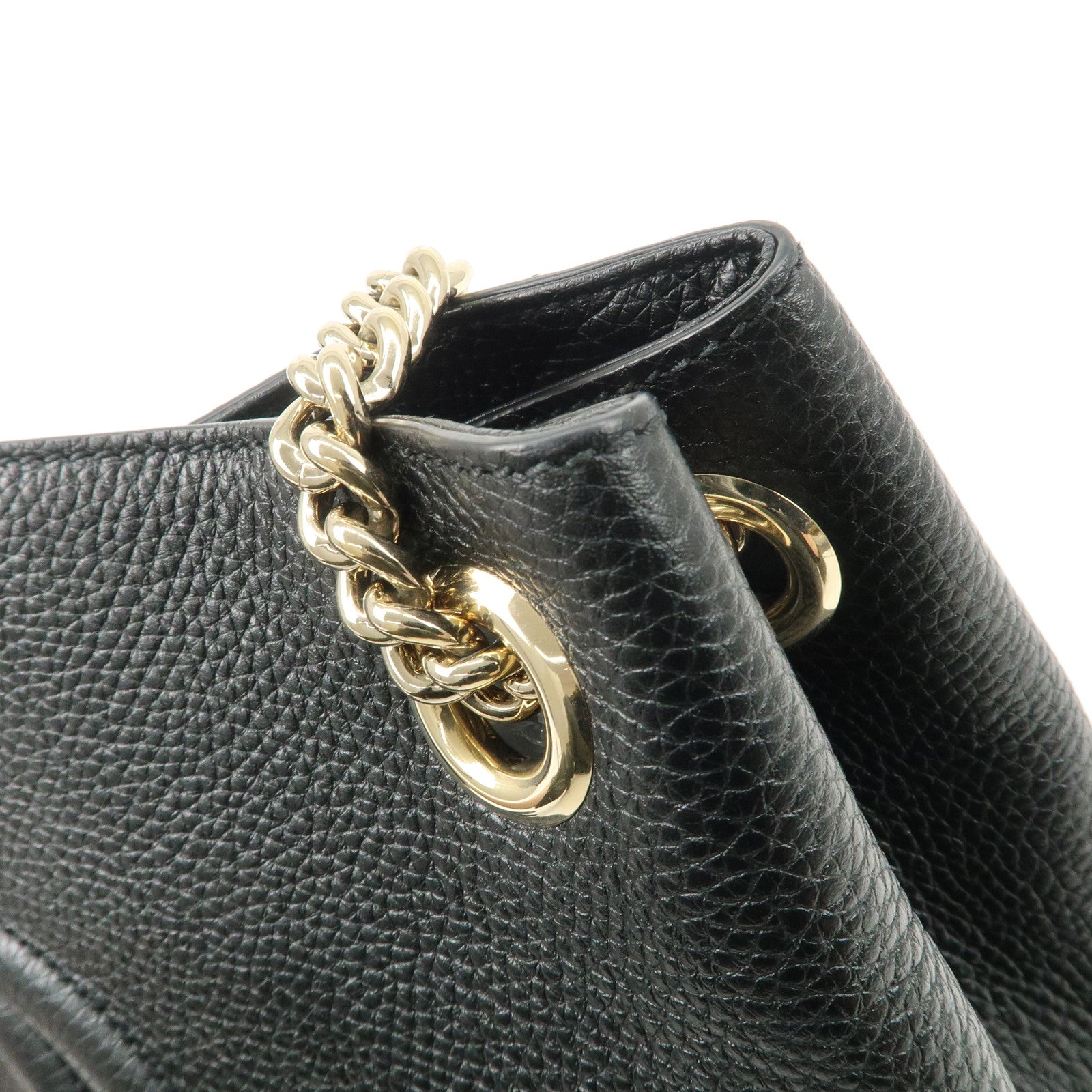 GUCCI SOHO Interlocking G Leather Chain Shoulder Bag Black 536196