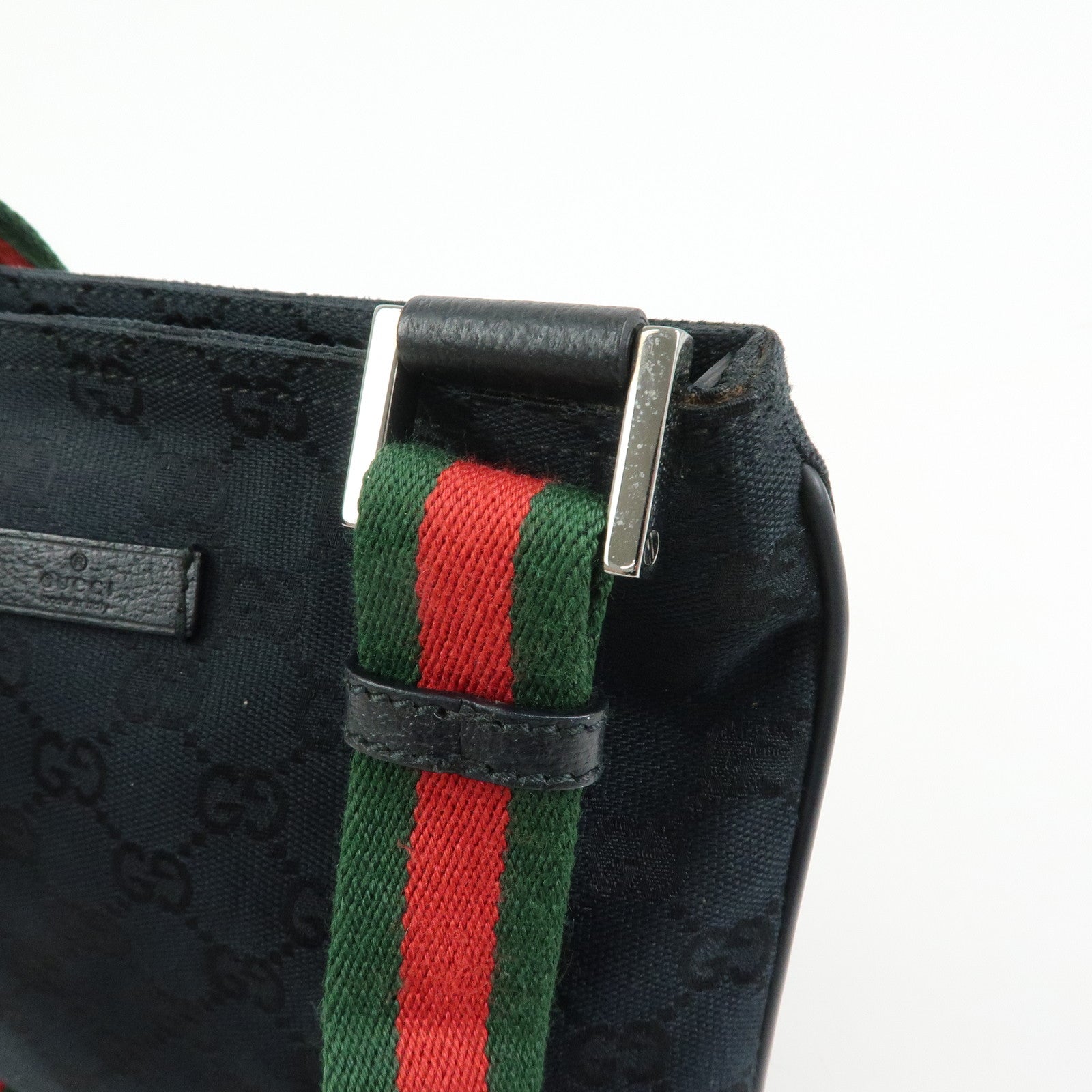 GUCCI Sherry GG Canvas Leather Shoulder Bag Messenger Bag Black