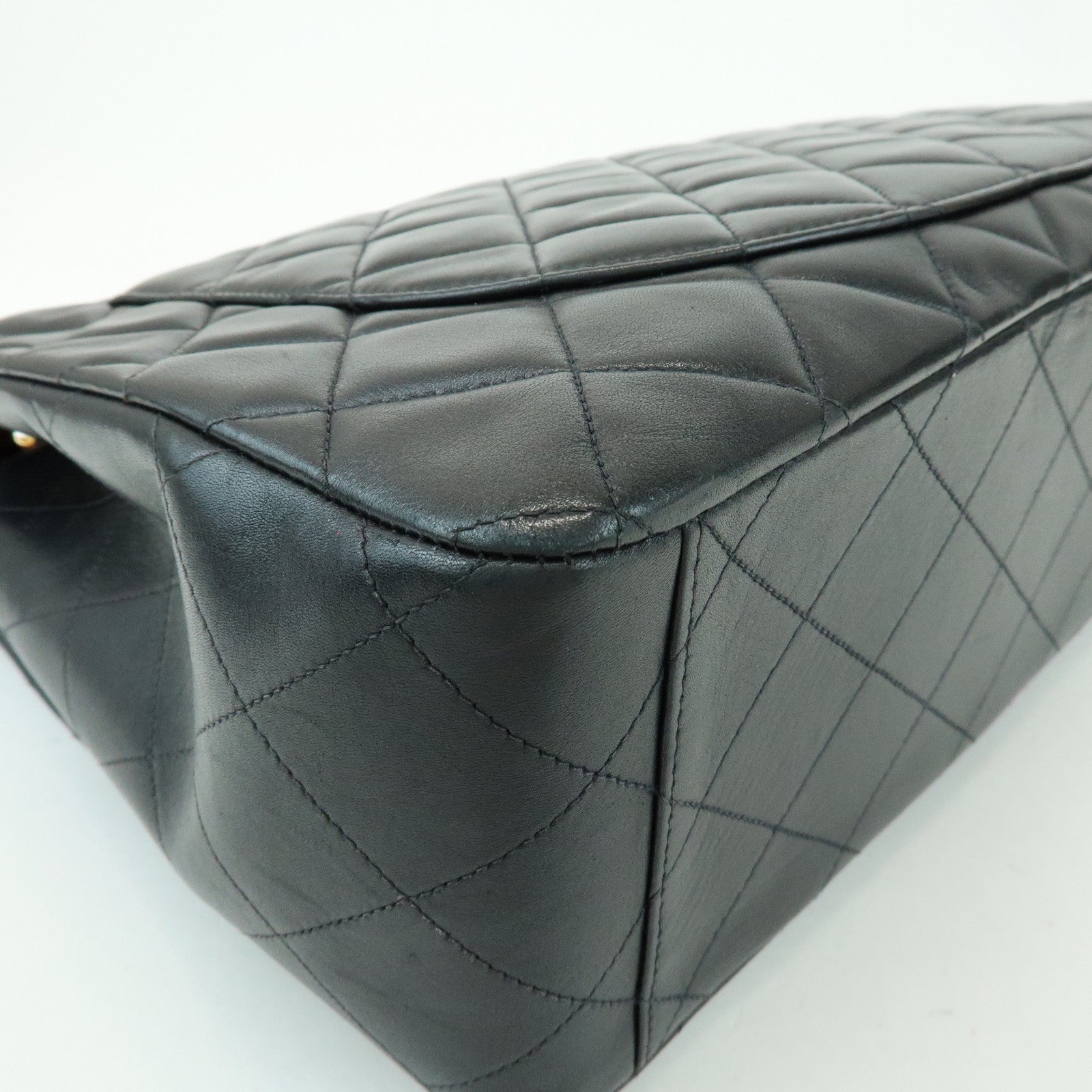 CHANEL Jumbo Matelasse 34 Lamb Skin Chain Shoulder Bag Black A01094
