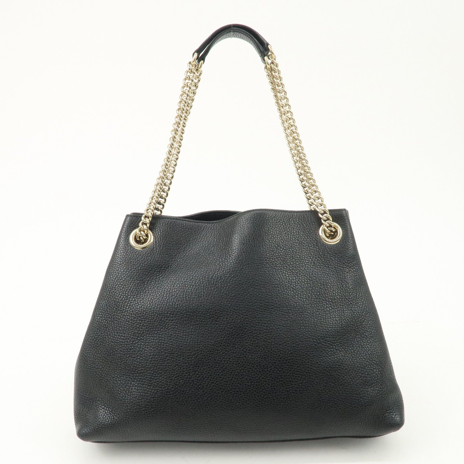 GUCCI SOHO Interlocking G Leather Chain Shoulder Bag Black 536196