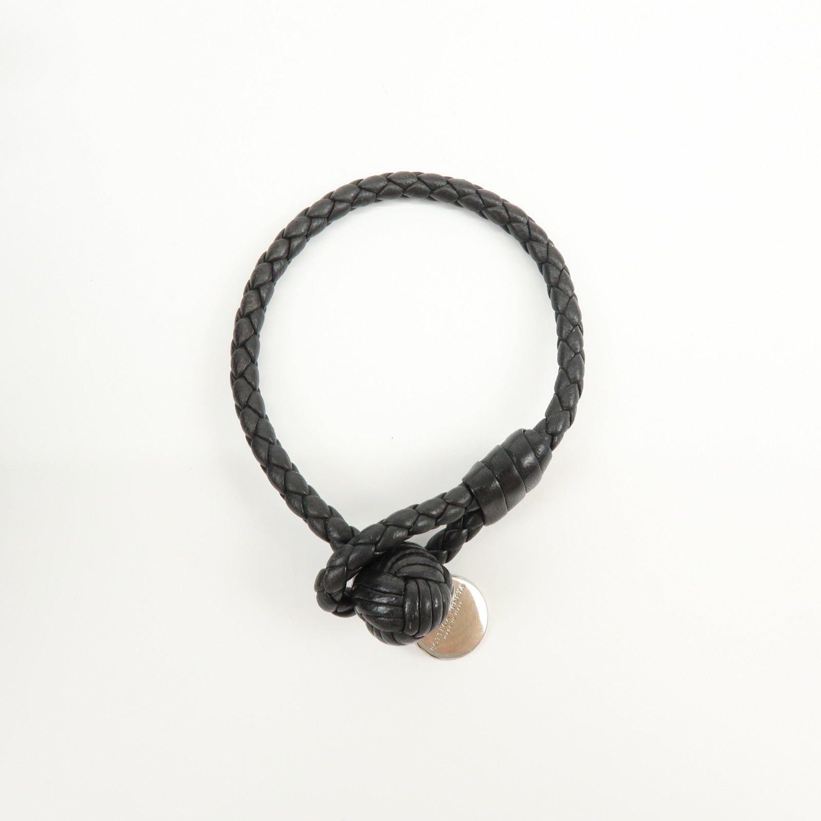 BOTTEGA VENETA Intrecciato Leather Bracelet Size M Black