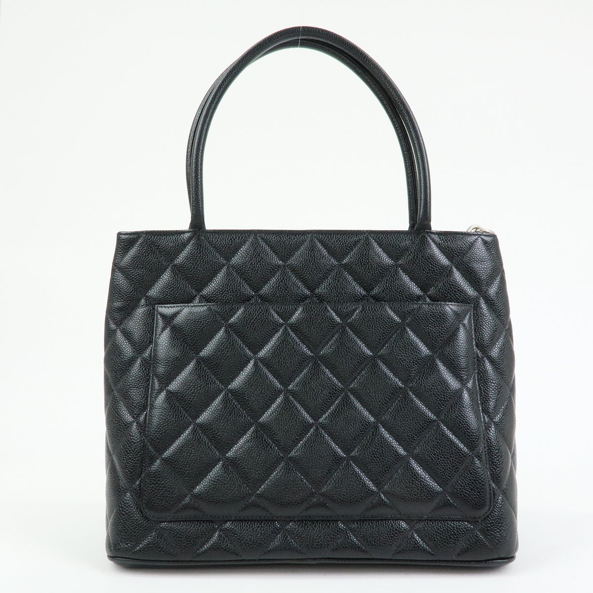 CHANEL Medallion Matelasse COCO Mark Caviarskin Tote Bag Black A01804