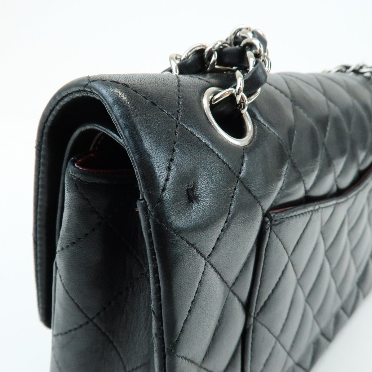 CHANEL Matelasse 25 Double Flap Lamb Skin Chain Shoulder Bag A01112