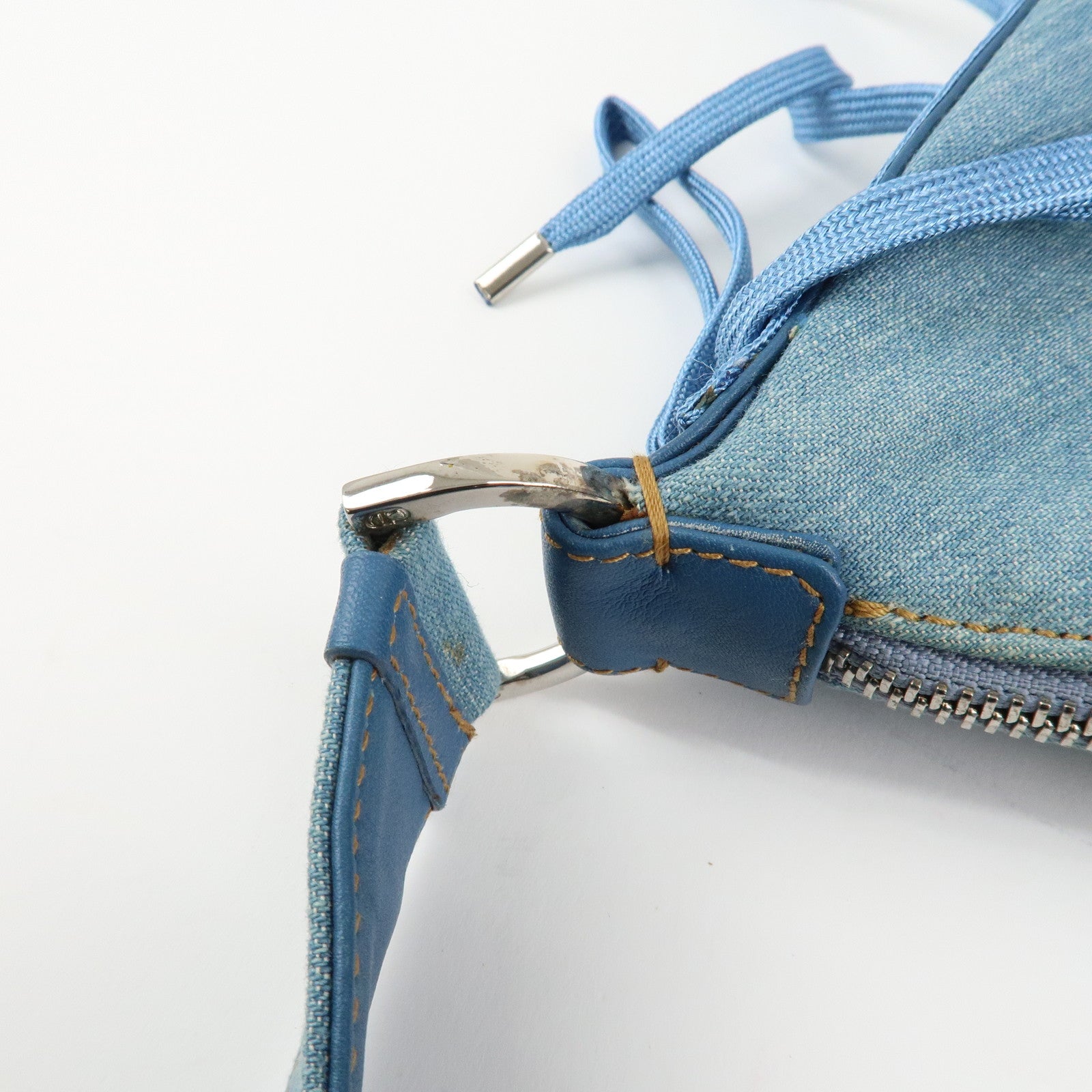 Christian Dior Admit It Denim Leather Shoulder Bag Light Blue Used