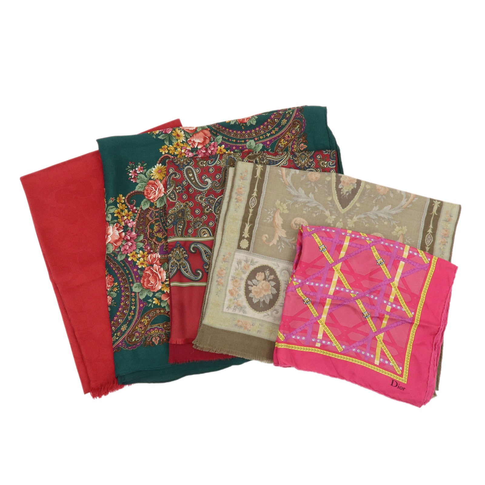 Christian Dior YSL ETRO COACH Lot of 5 Silk 100% Wool Scarf