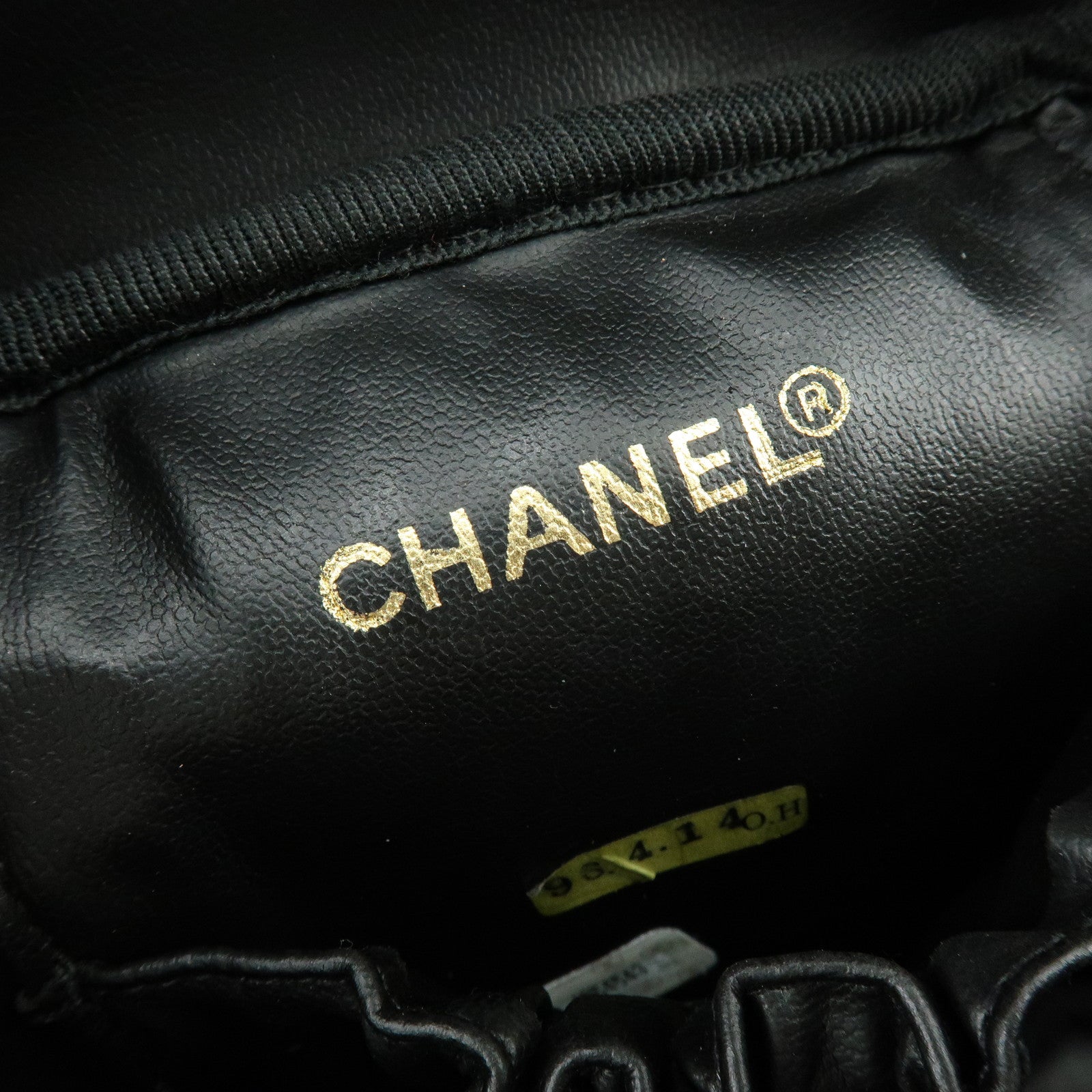 CHANEL Bicolore Lamb Skin Vanity Bag Hand Bag Black A01619