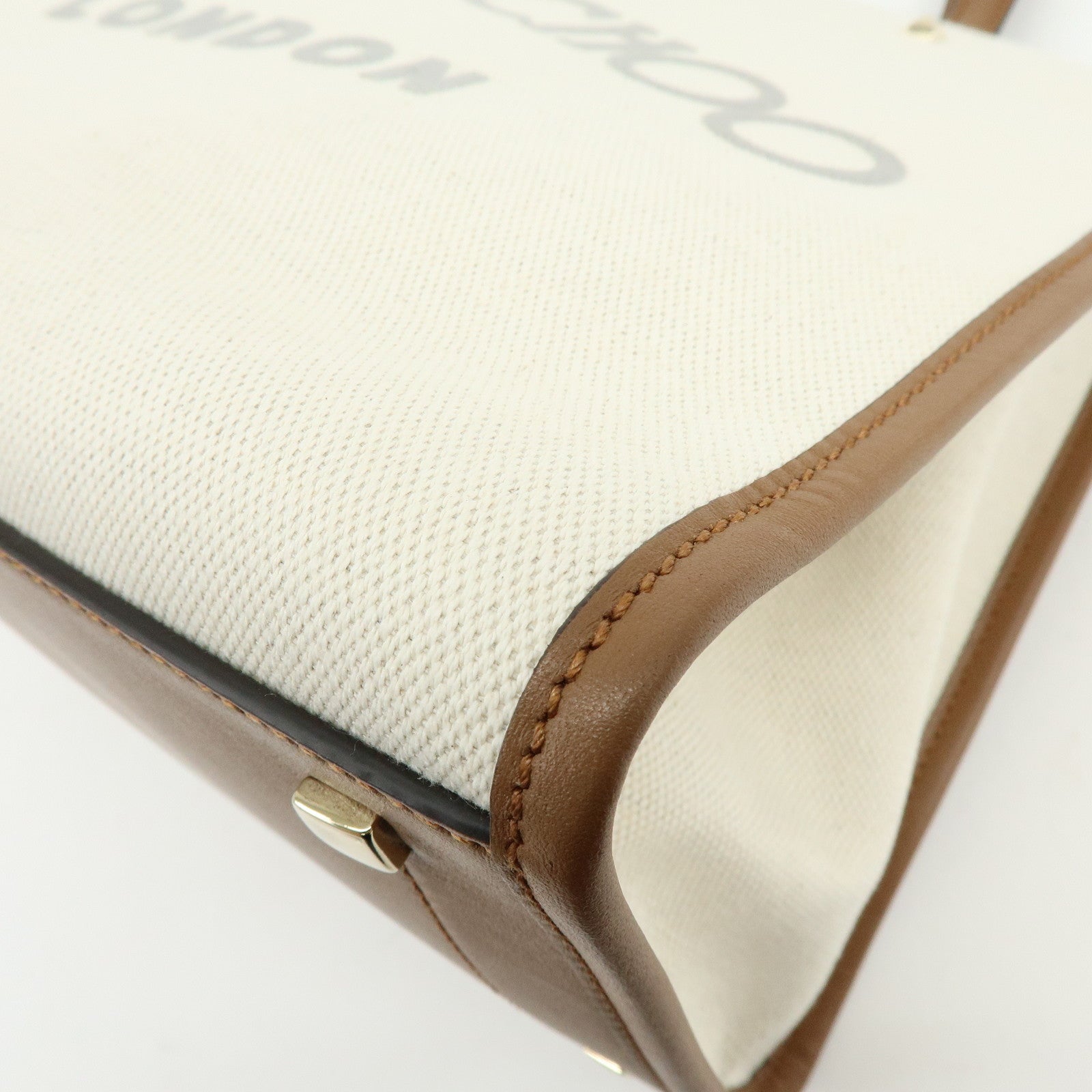 JIMMY CHOO Varennes Canvas Leather Tote Bag Shoulder Bag Ivory Brown