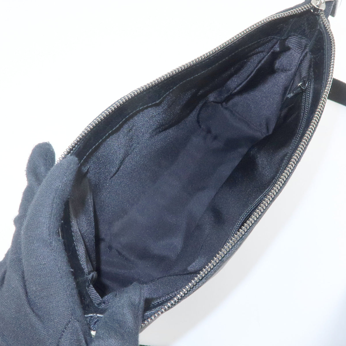GUCCI GG Canvas Leather Shoulder Bag Crossbody Bag Black 114273