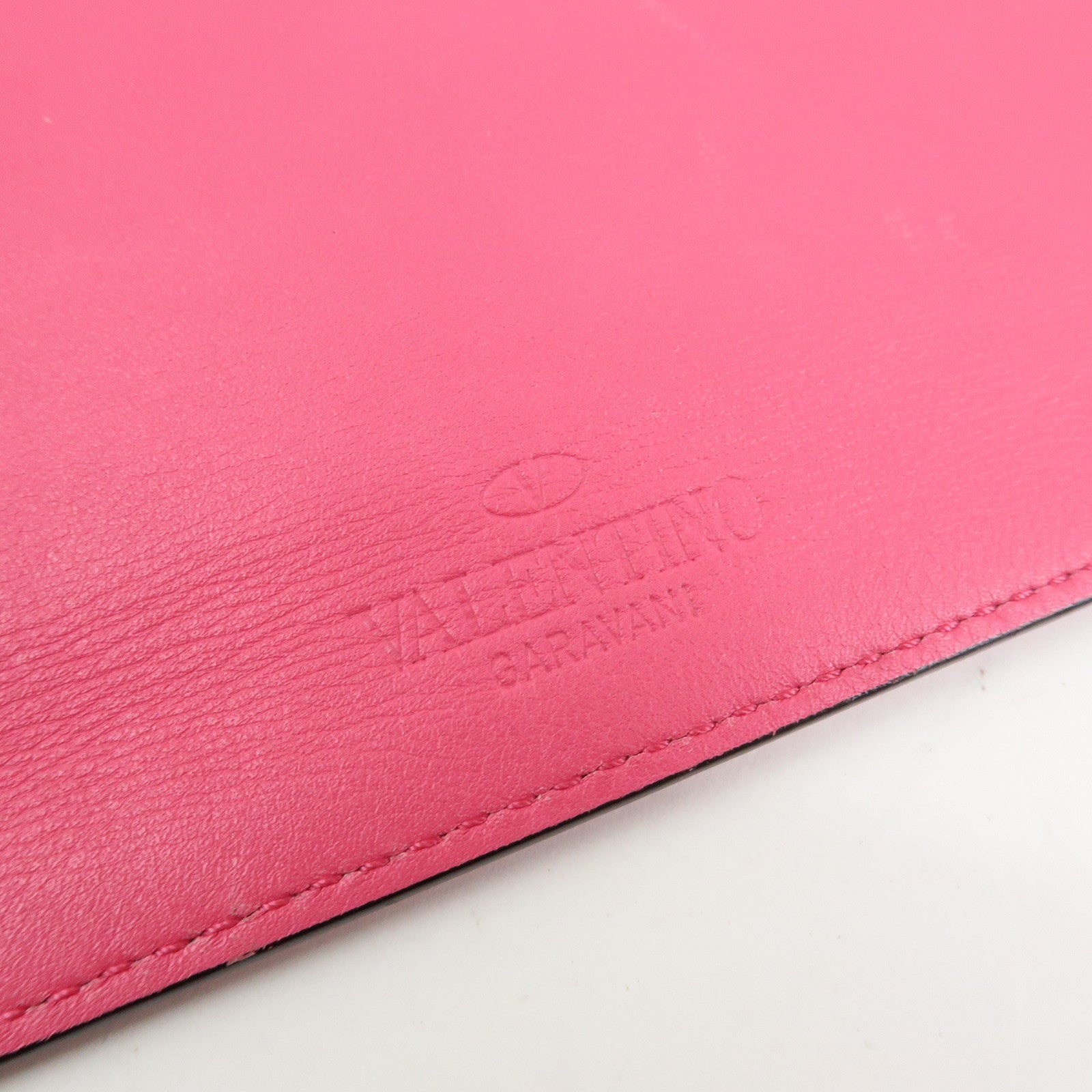 VALENTINO ROCKSTUD Leather Clutch Bag Pouch Pink