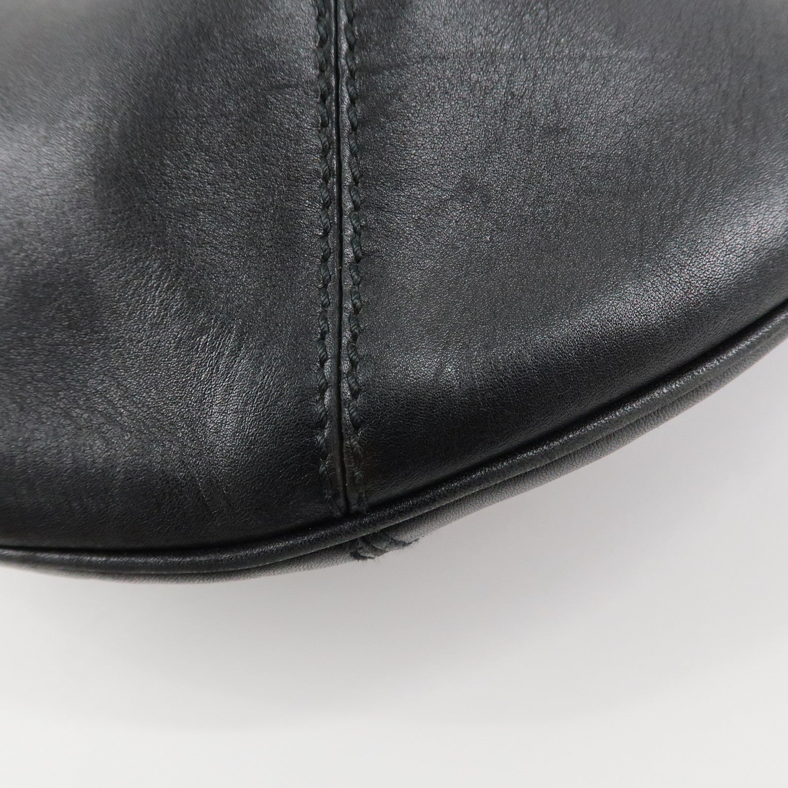 GUCCI Logo Leather Hobo Bag Shoulder Bag Hand Bag Black 204990 Used