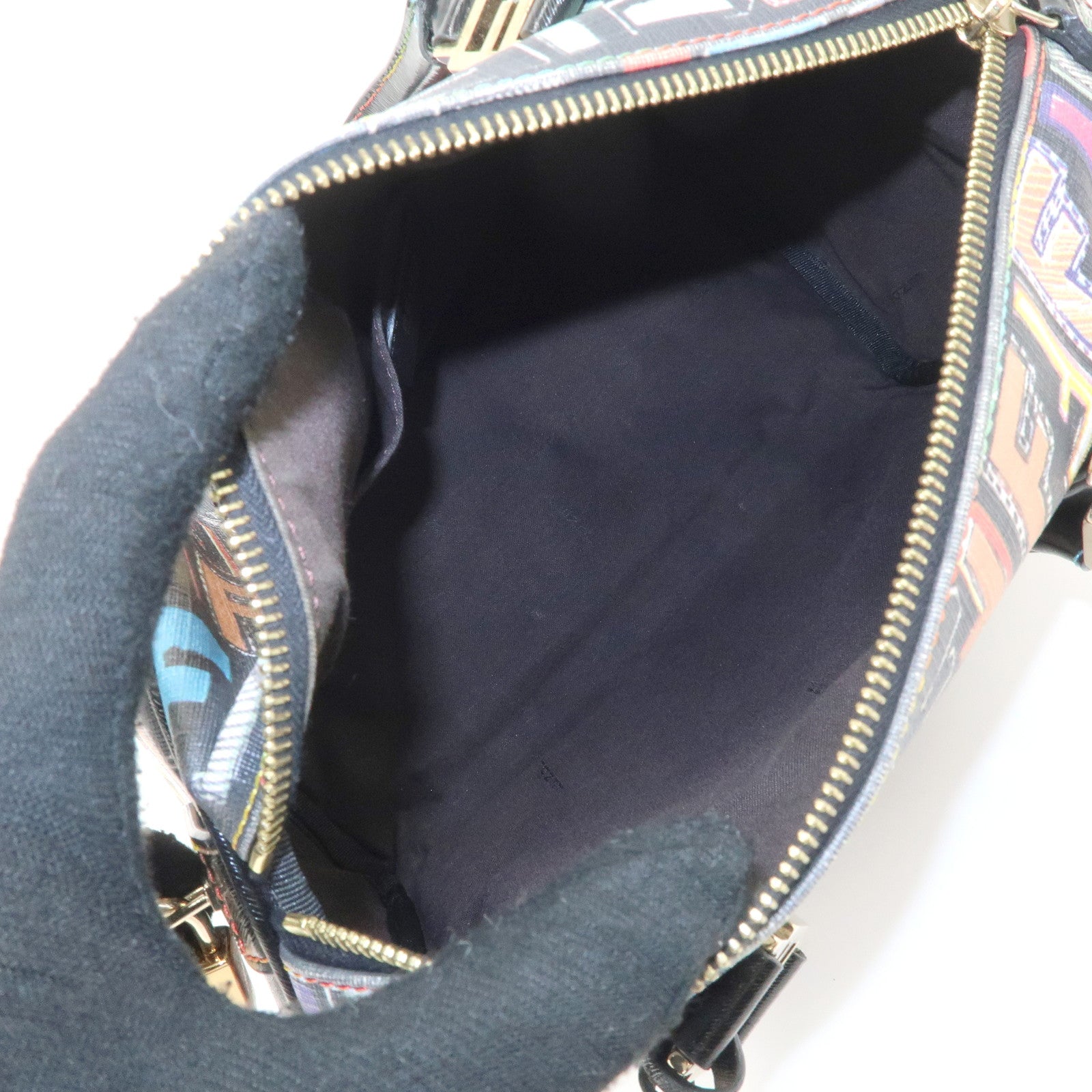 FENDI Zucca PVC Leather Mini Boston Bag Hand Bag Multi Color 8BL068 Used