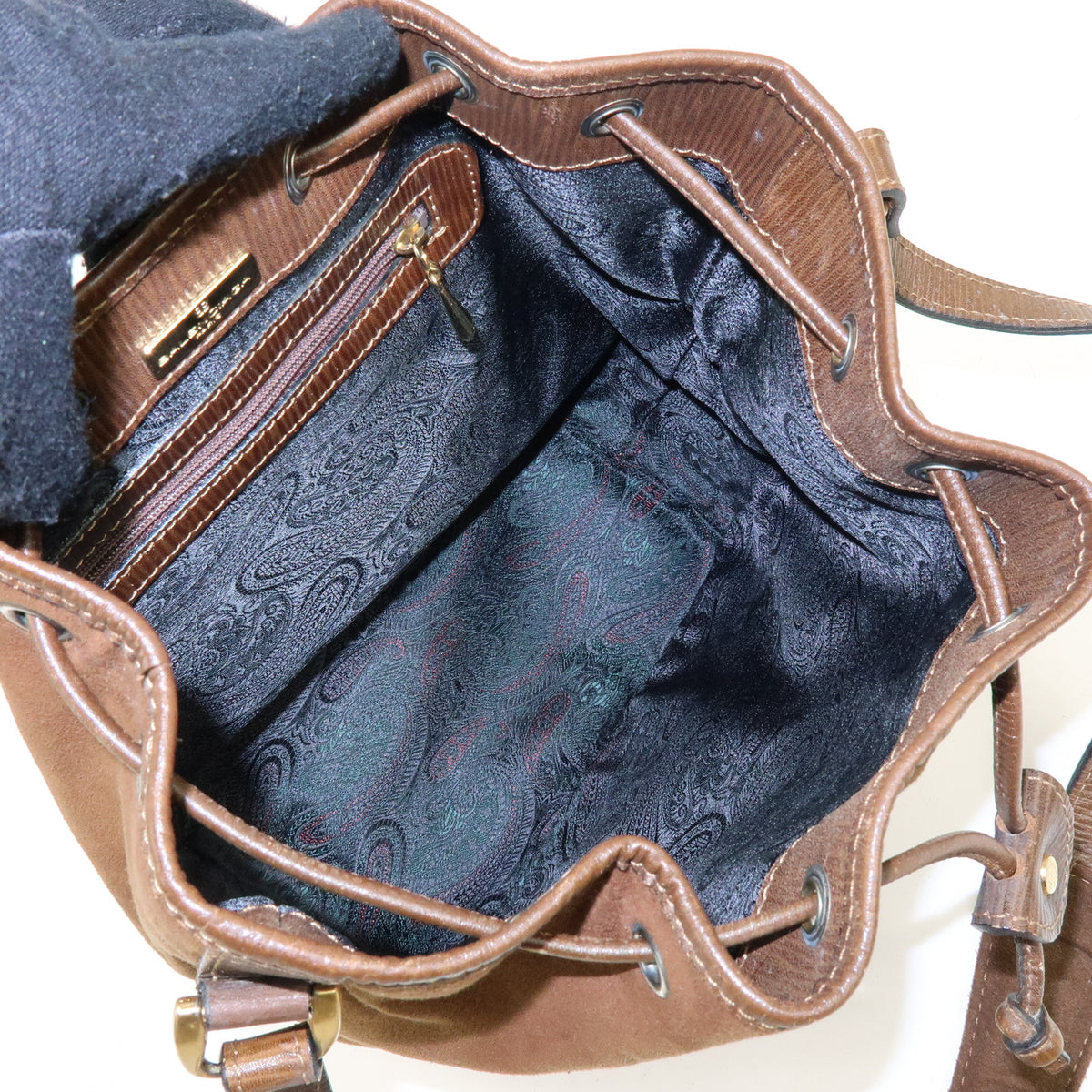 BALENCIAGA BB Logo Suede Leather Shoulder Bag Bucket Bag Brown