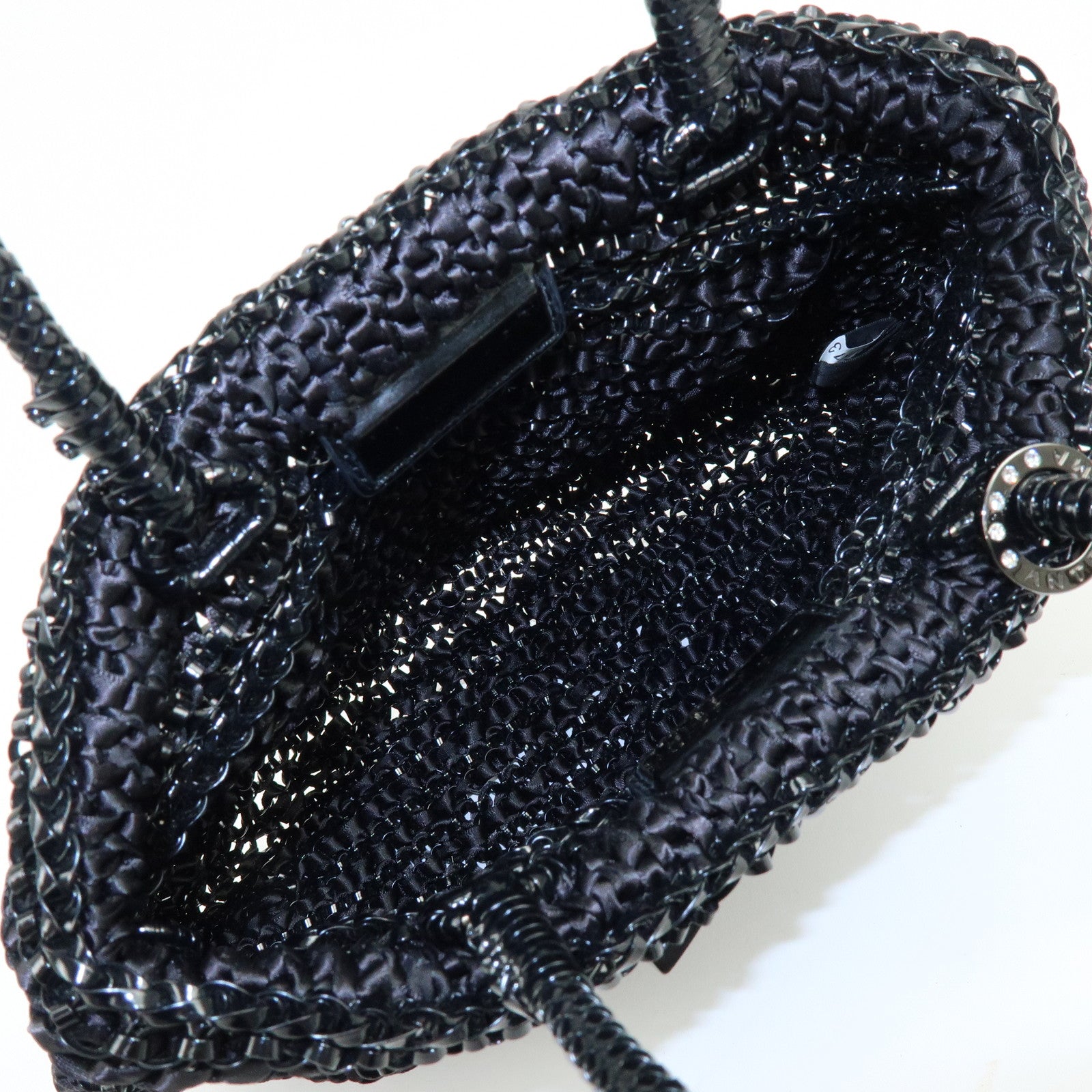 ANTEPRIMA Wire Bag PVC Satin 2Way Bag Hand Shoulder Bag Black