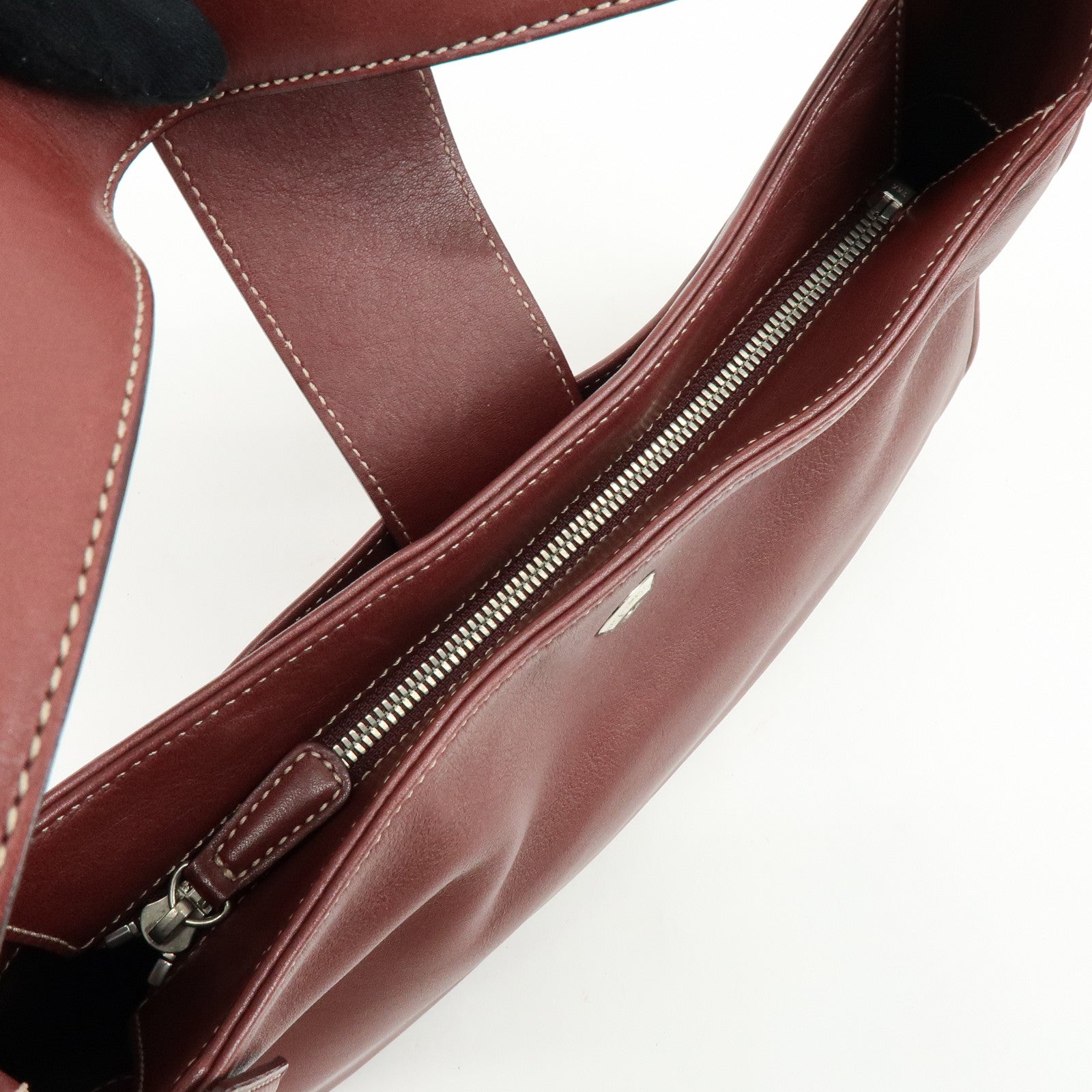 COACH Set of 2 Leather Shoulder Bag 2Way Tote Bag Bordeaux Black White