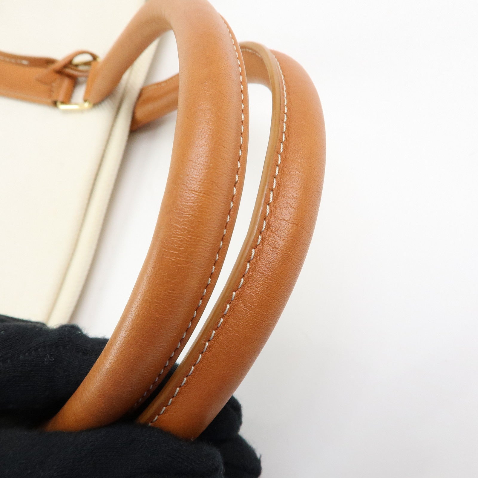 Celine Horizontal Cabas Canvas Leather Tote Bag Natural
