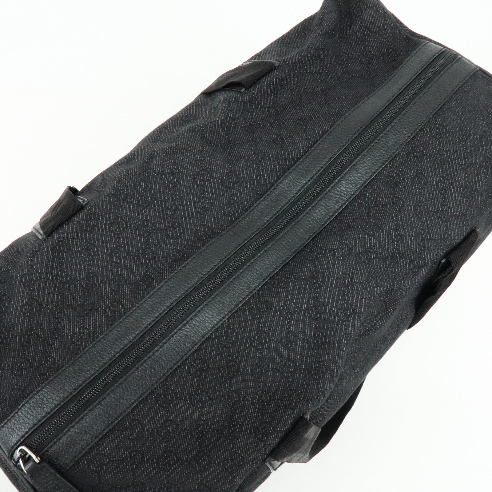 GUCCI GG Denim Leather Boston Bag Shoulder Bag Hand Bag Black 105671