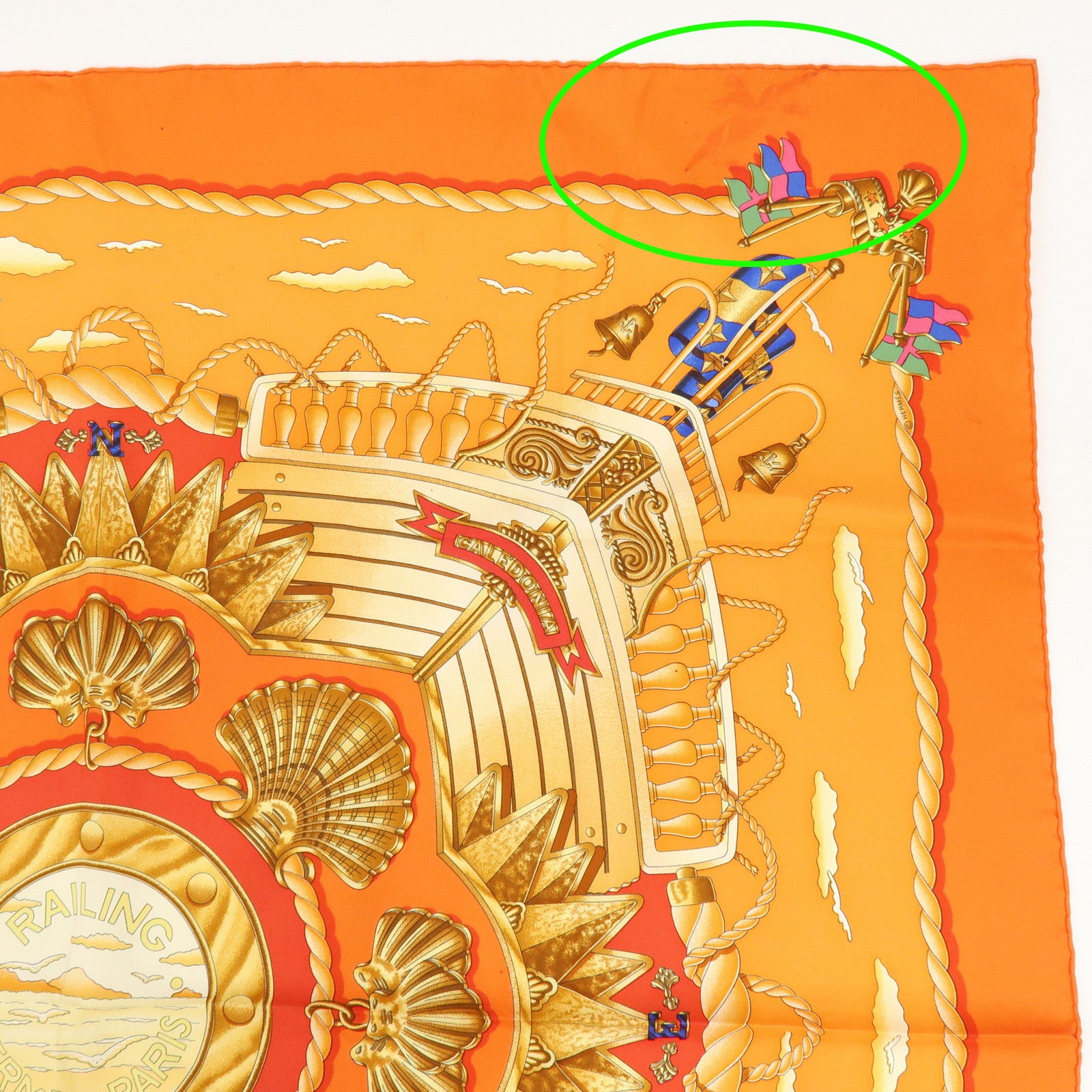 HERMES Carre 90 Silk 100% Scarf Lot of 2 Orange Gold Navy