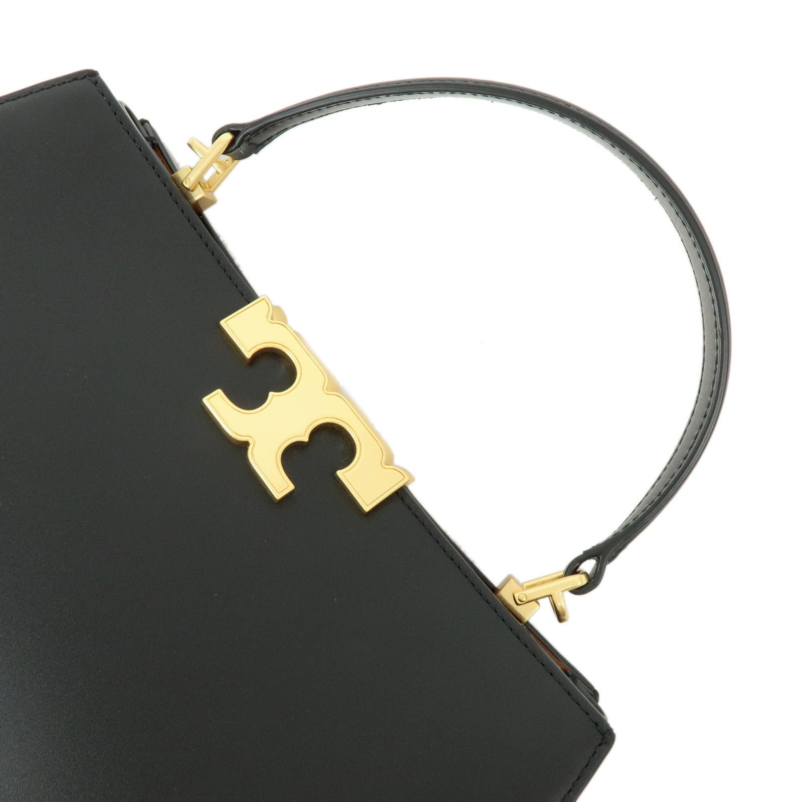 TORY BURCH Eleanor Satchel Leather Suede 2Way Bag Hand Bag Black