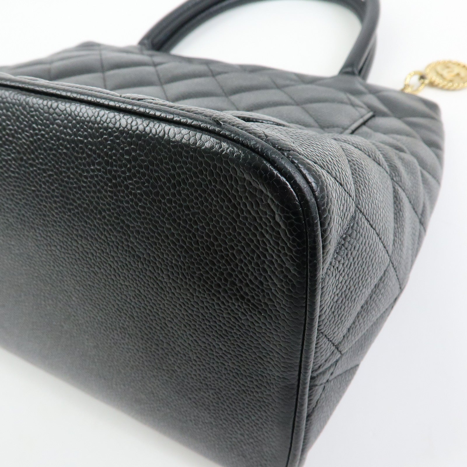 CHANEL Matelasse COCO Mark Medallion Tote Bag Hand Bag Black A01804