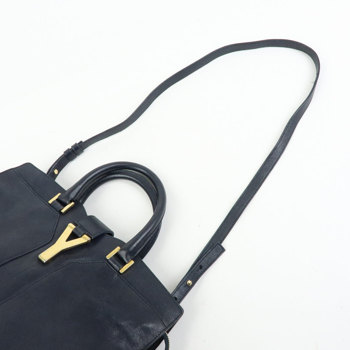 SAINT LAURENT PARIS Petit Cabas Y Line Leather 2Way Bag Navy 311210