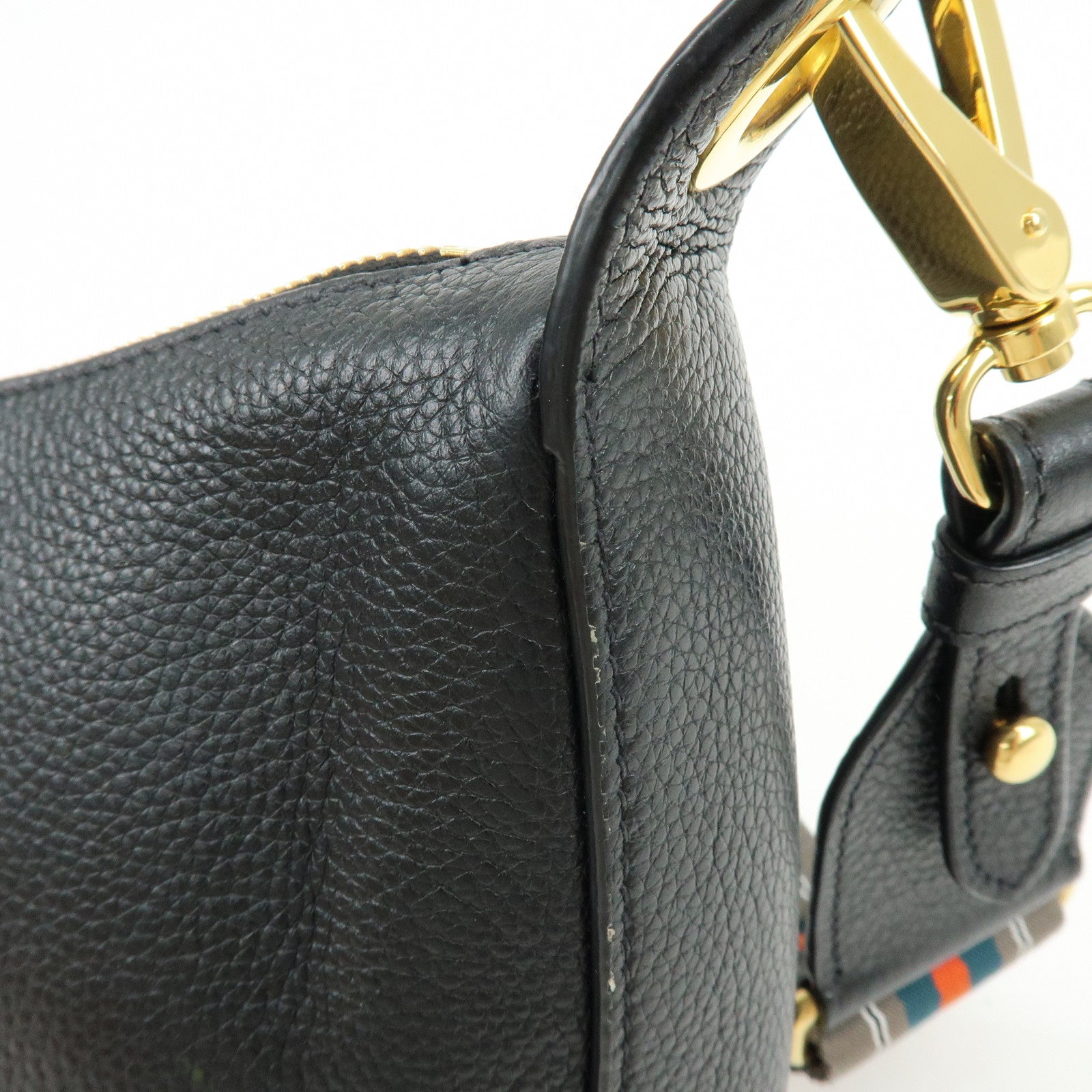 PRADA Vitello Phenix Leather Shoulder Bag Crossbody Bag Black 1BC180
