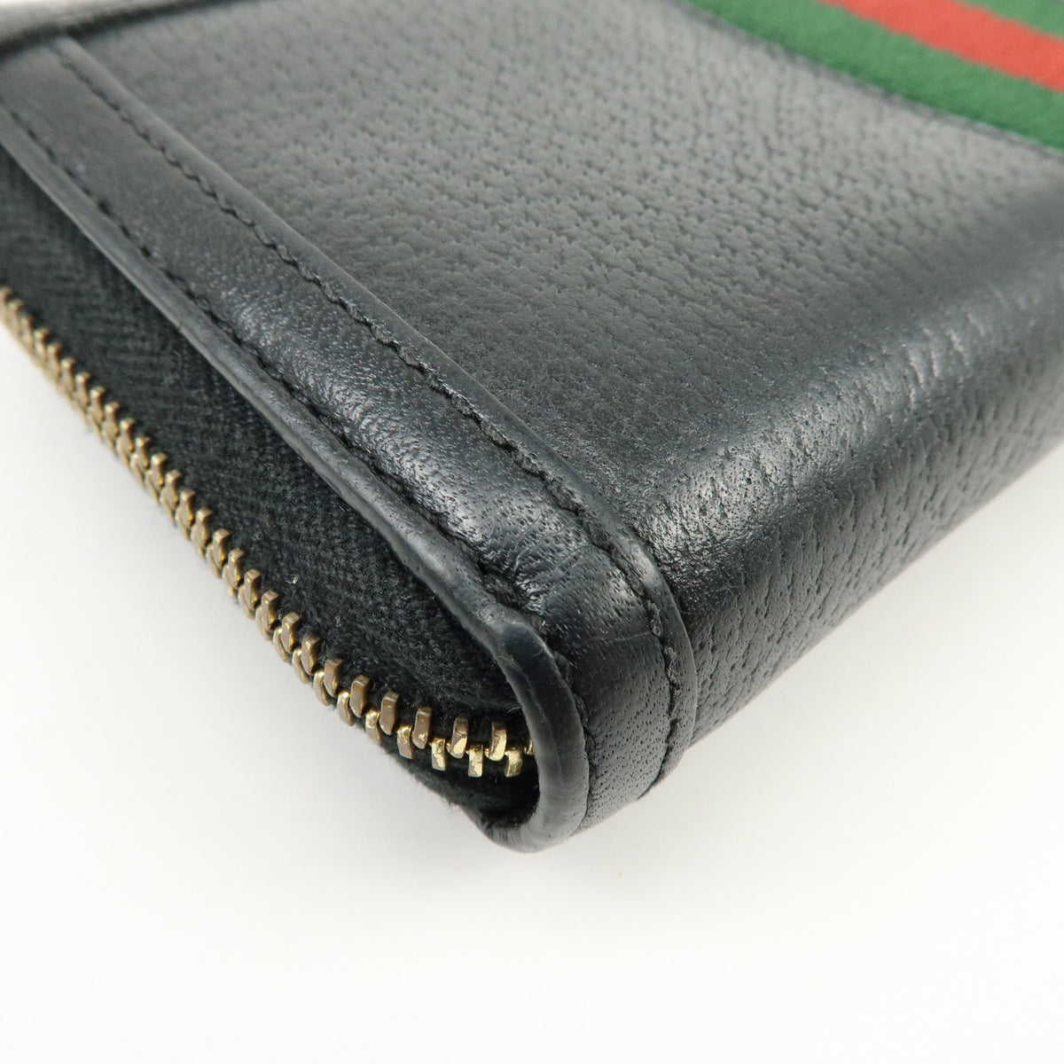 GUCCI Ophidia Sherry Double G Leather Round Zippy Wallet Black 523154