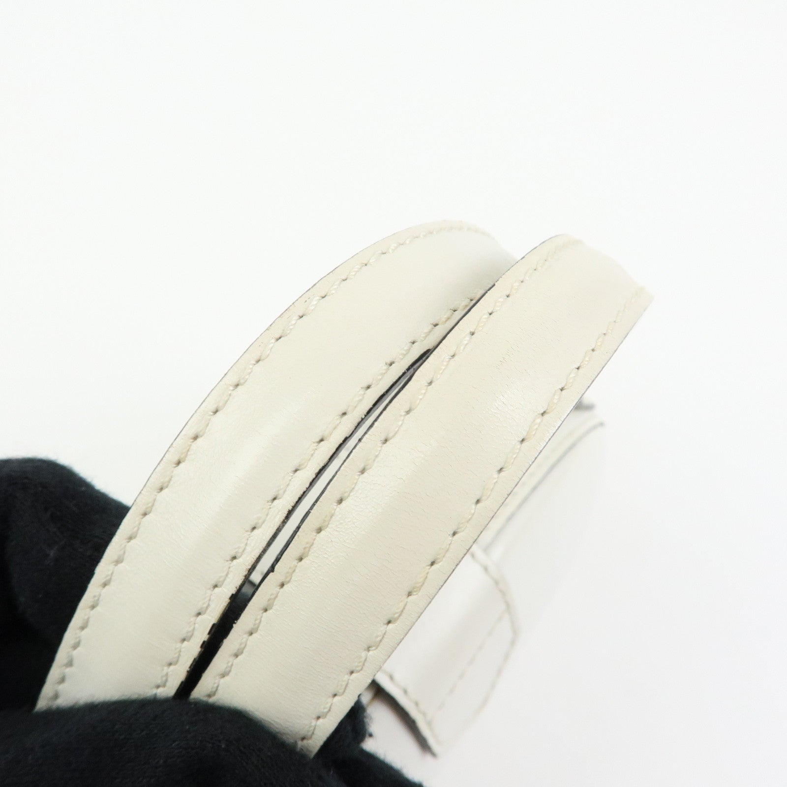 Loewe Logo Round Leather Hand Bag White
